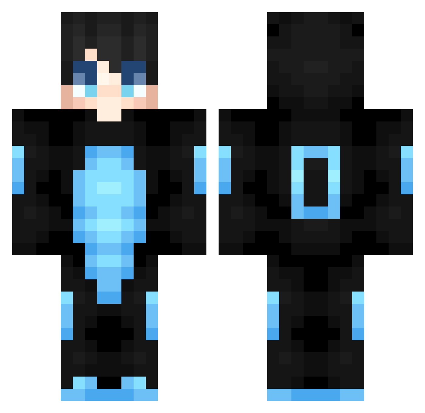 Unpredictably Minecraft skin, front and back view