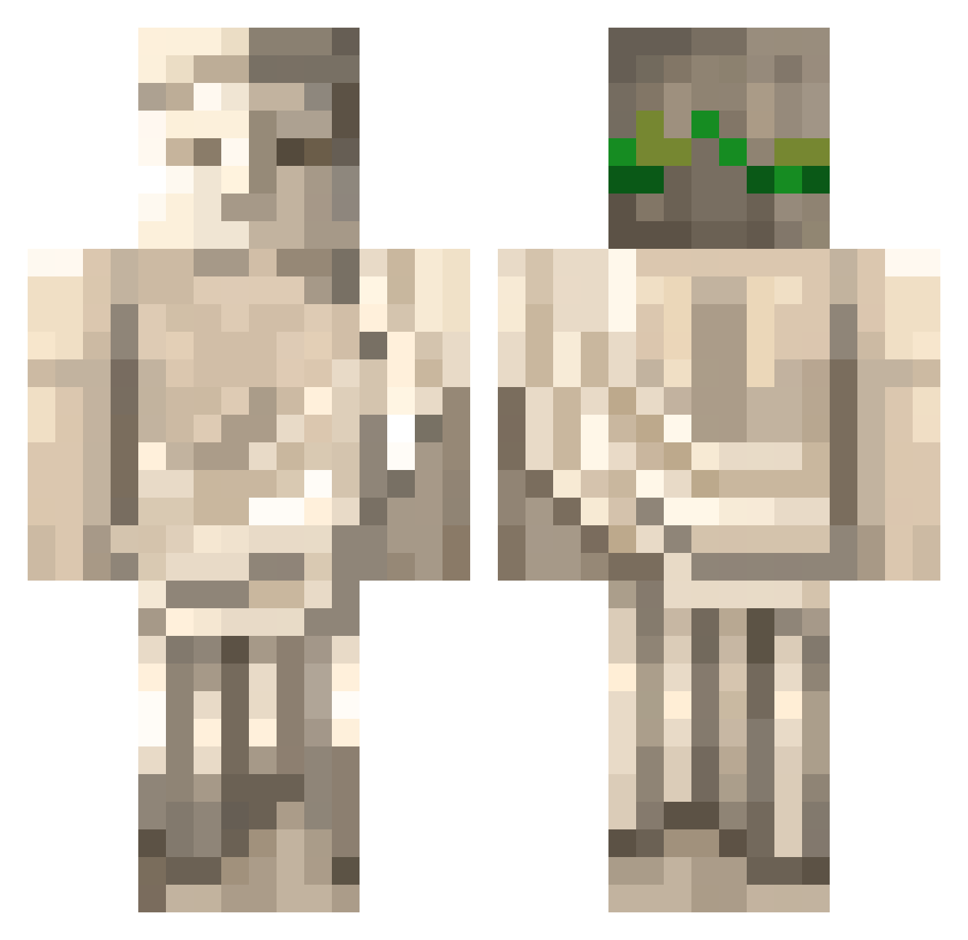 Decimole Minecraft skin, front and back view