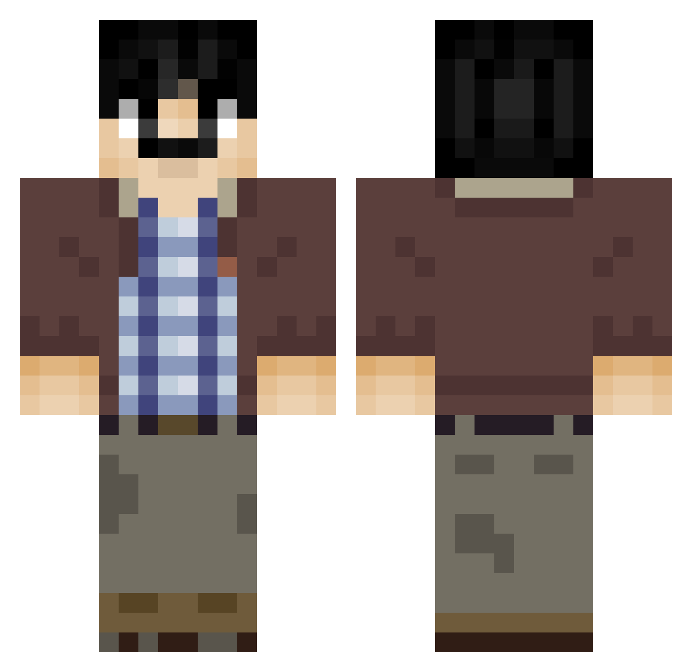 Lethophobiac Minecraft skin, front and back view