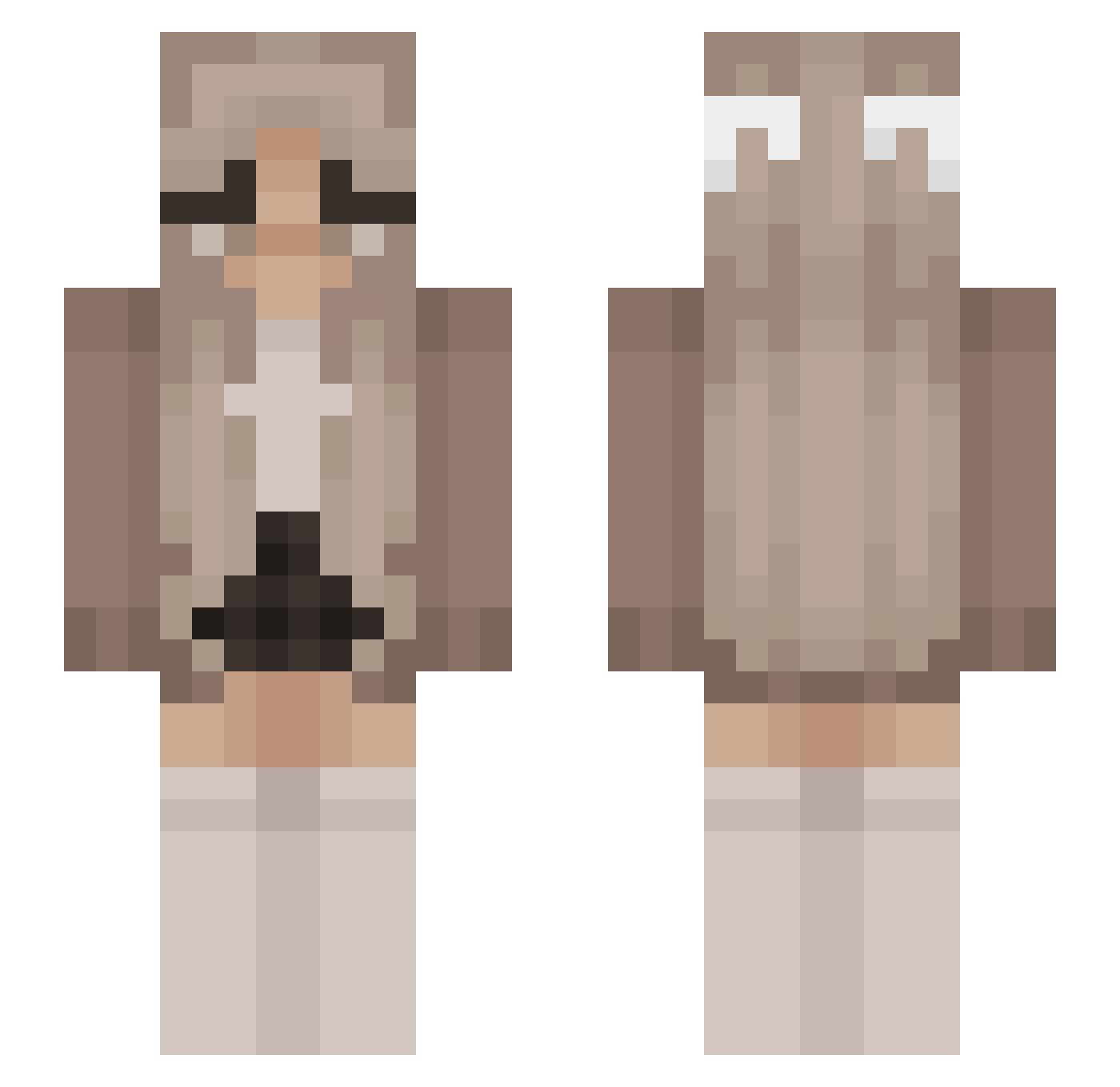 MissingLynxx Minecraft skin, front and back view