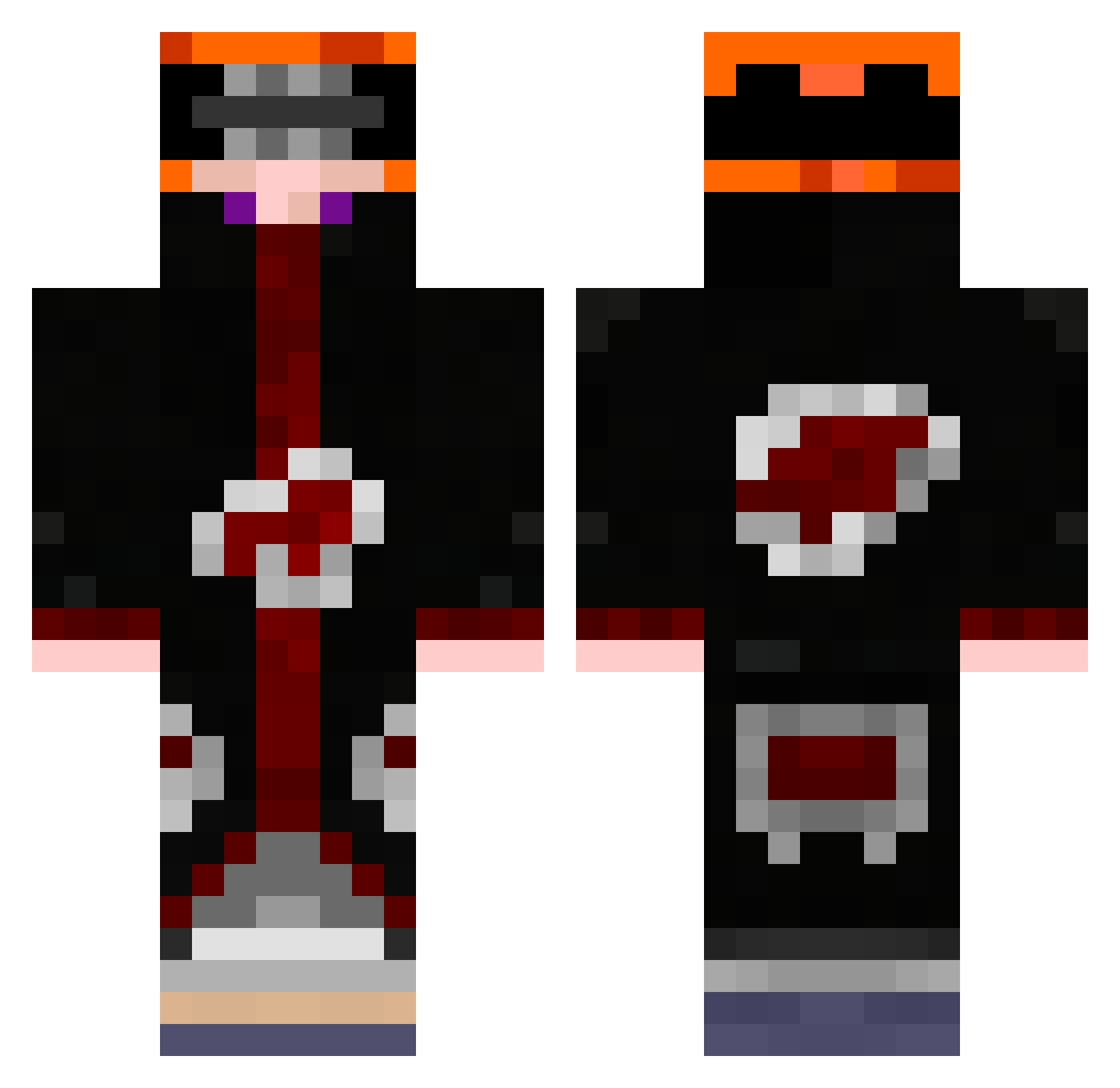 Bucketful Minecraft skin, front and back view