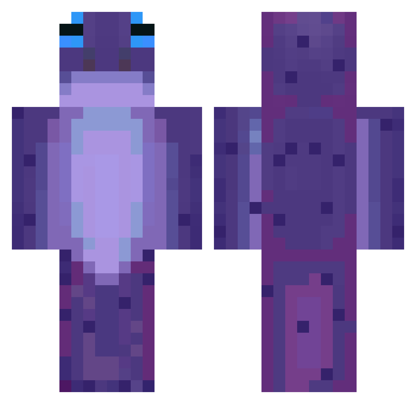 Antychlup Minecraft skin, front and back view