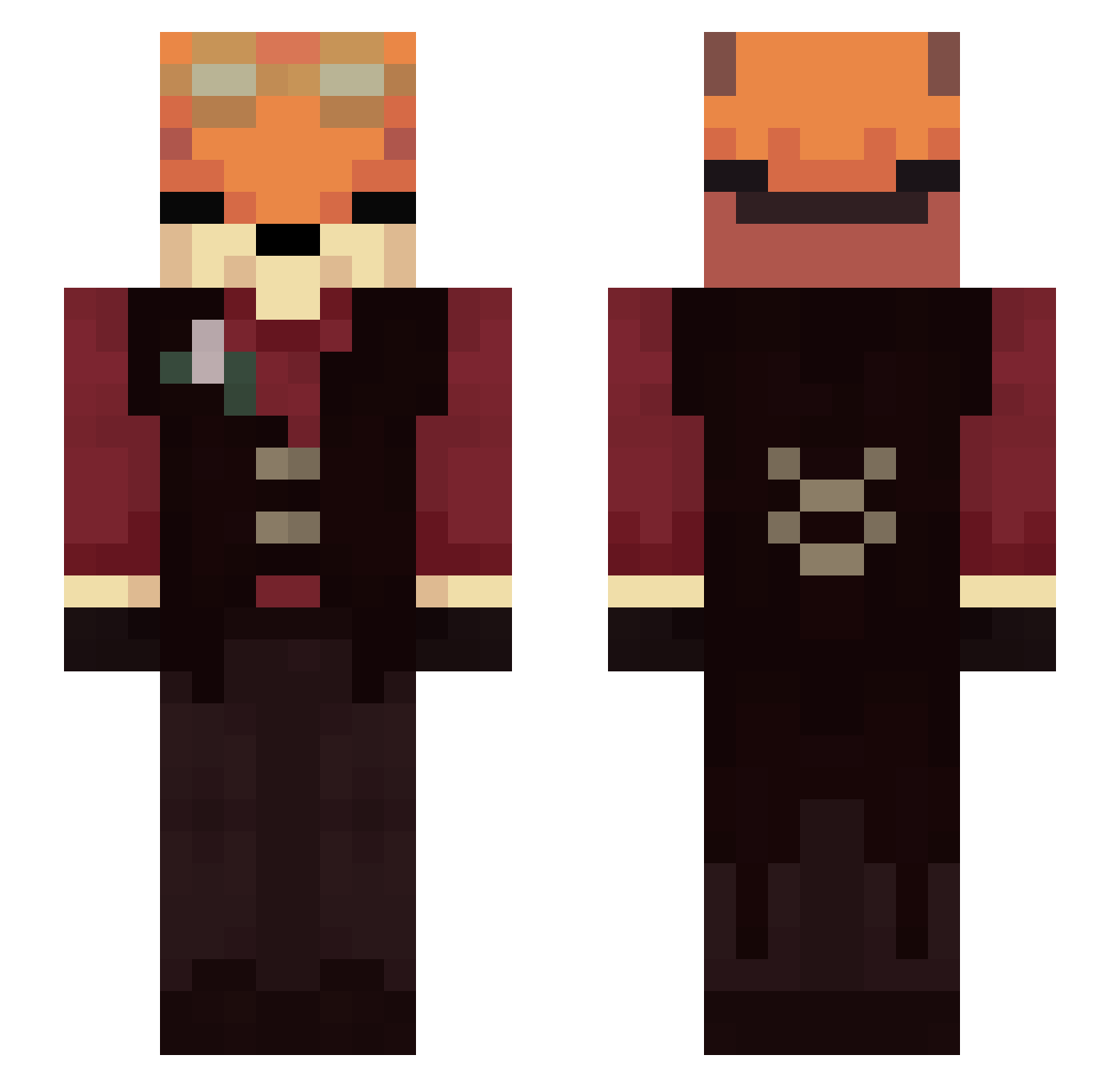 Dewwbs Minecraft skin, front and back view