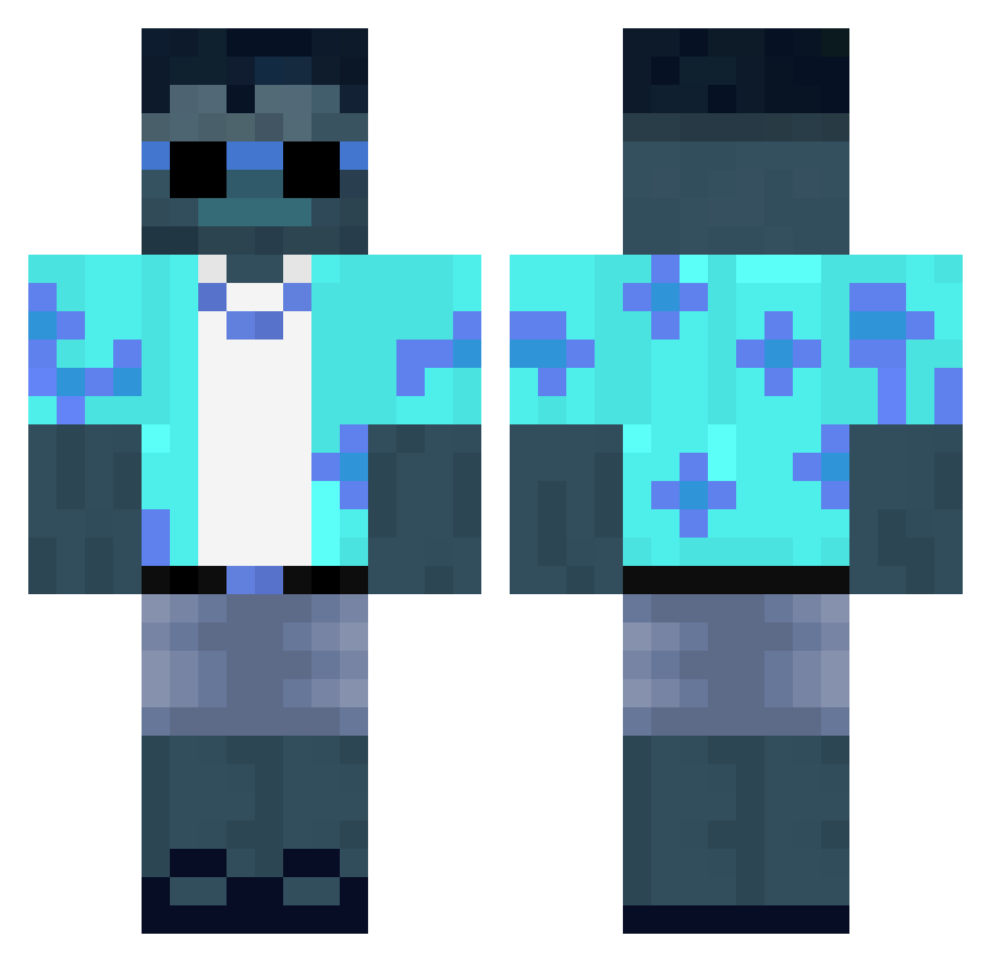 sixhen Minecraft skin, front and back view