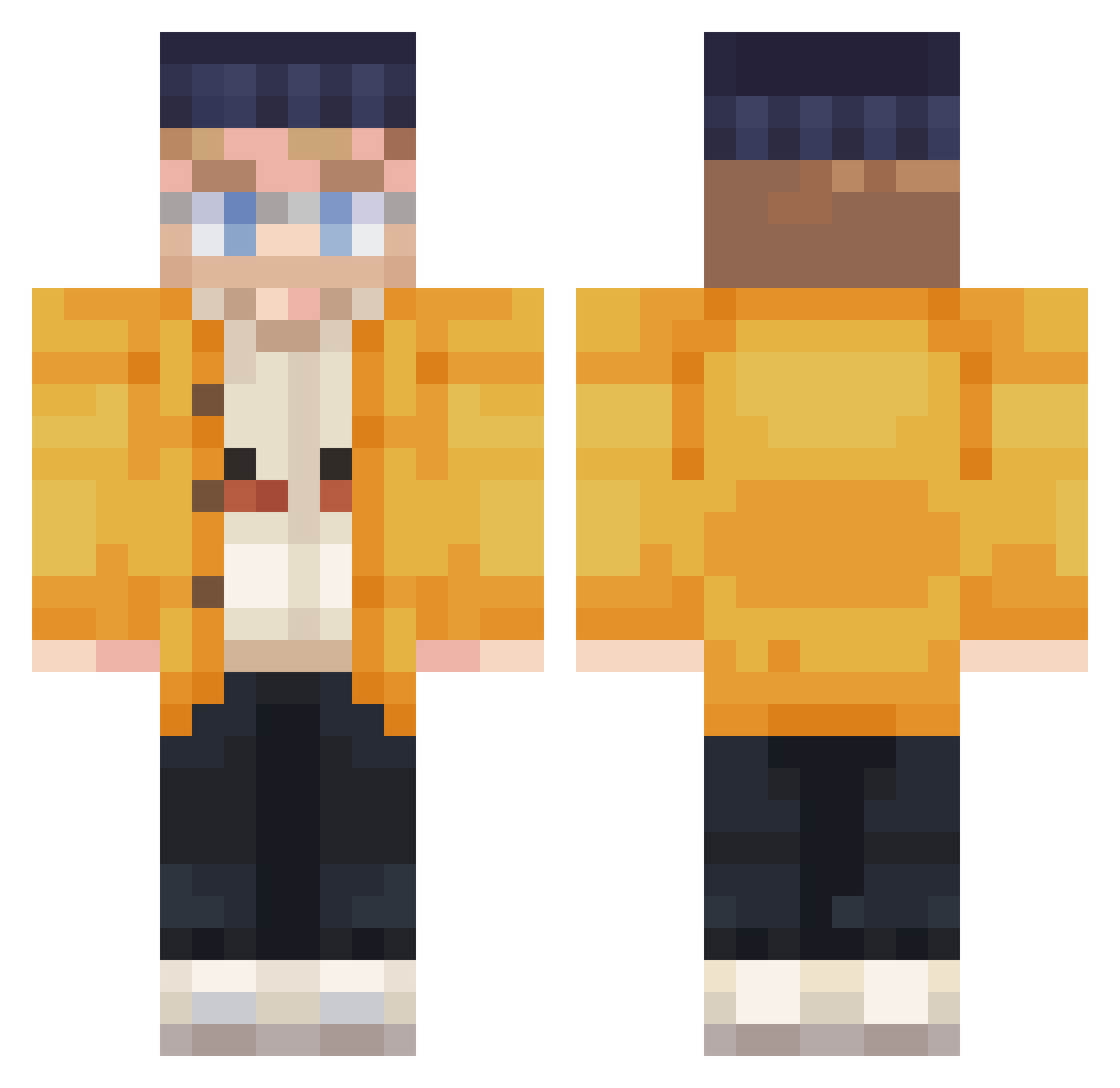 SippingTNTea Minecraft skin, front and back view