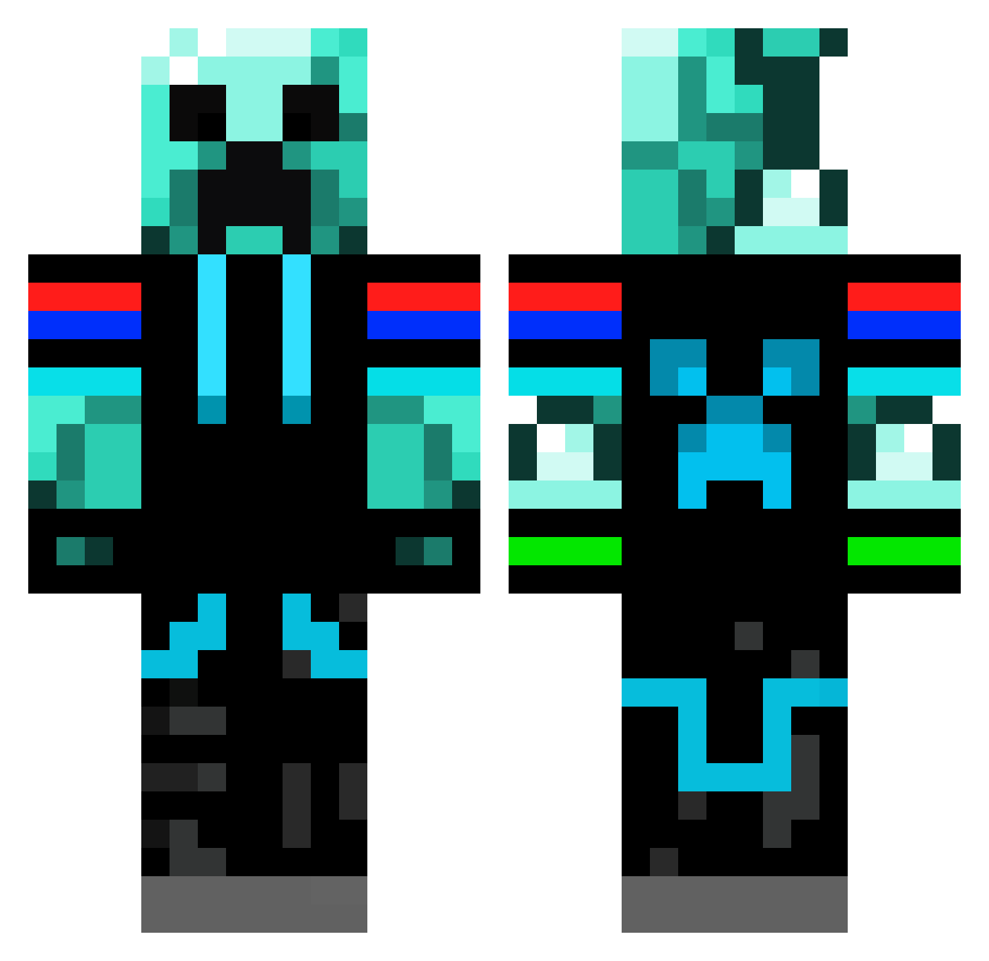Ragemass Minecraft skin, front and back view