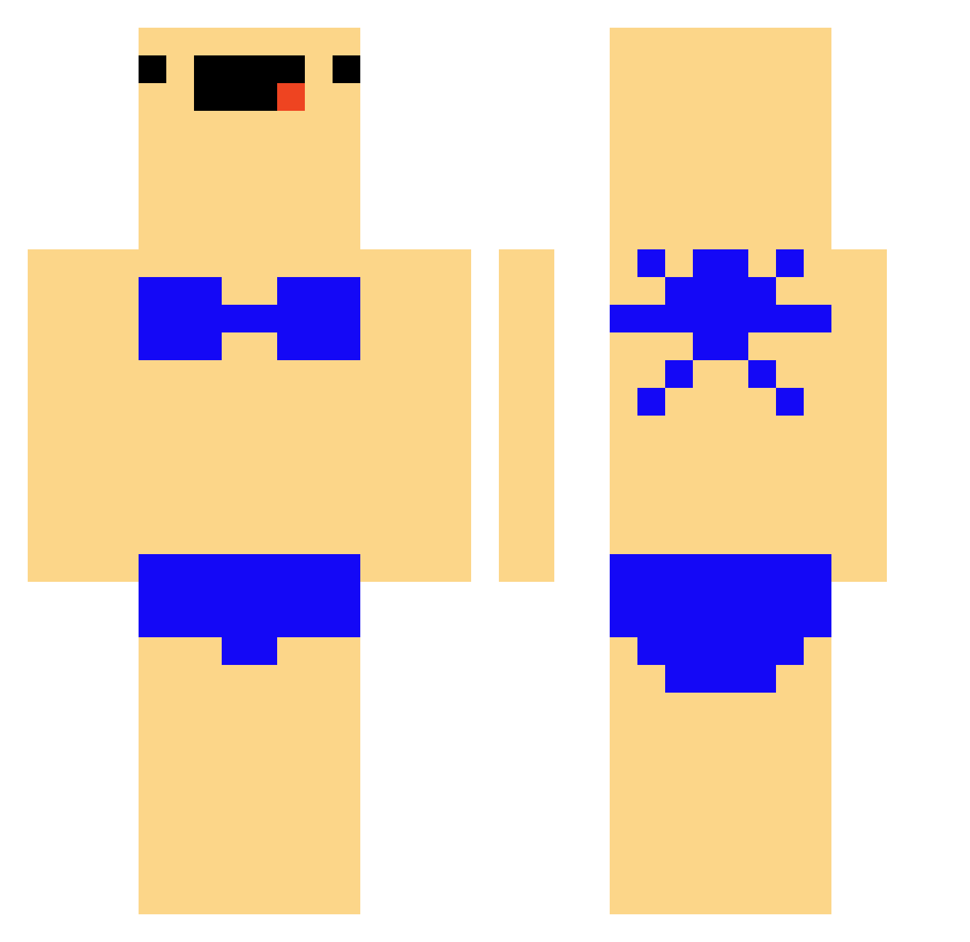 cackles Minecraft skin, front and back view