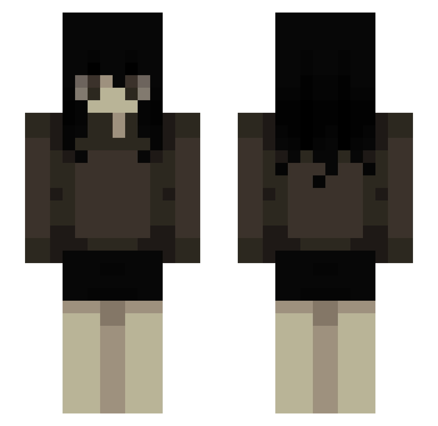Crabulaunch Minecraft skin, front and back view