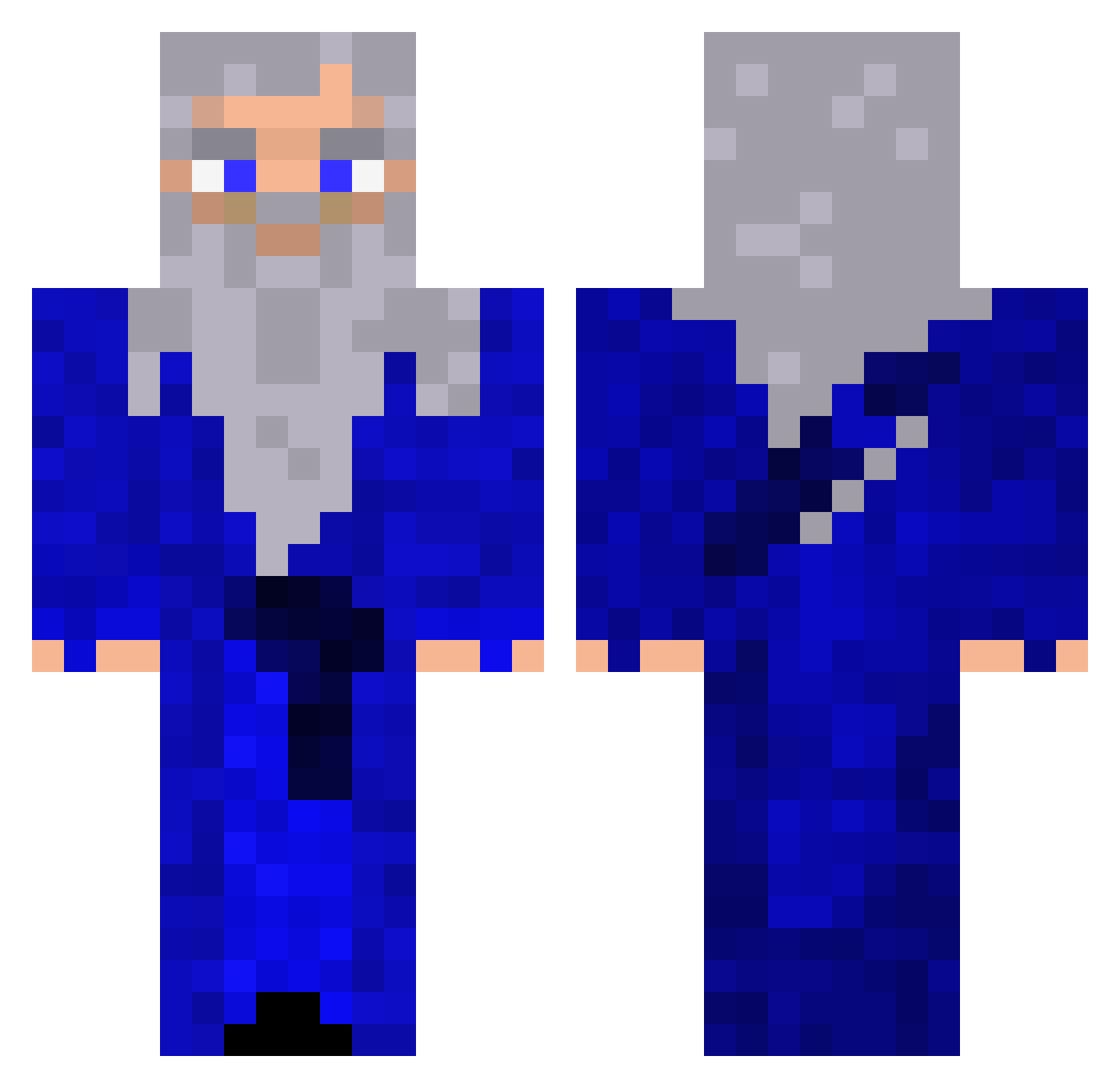 Wizardsilas Minecraft skin, front and back view