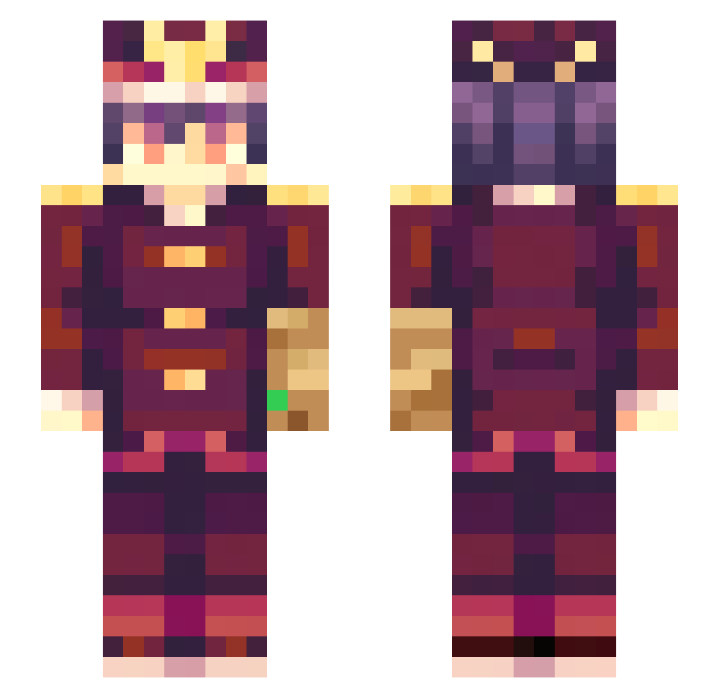 iYuless Minecraft skin, front and back view