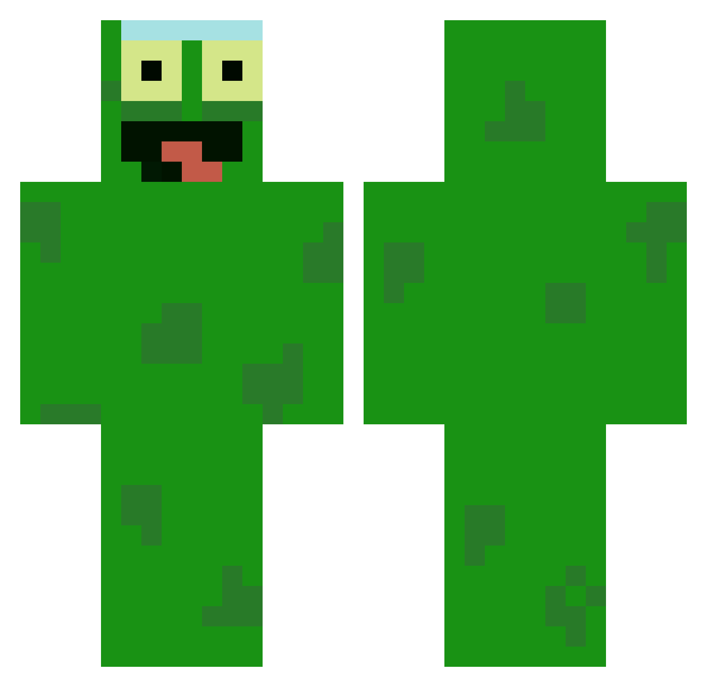 warehouser Minecraft skin, front and back view