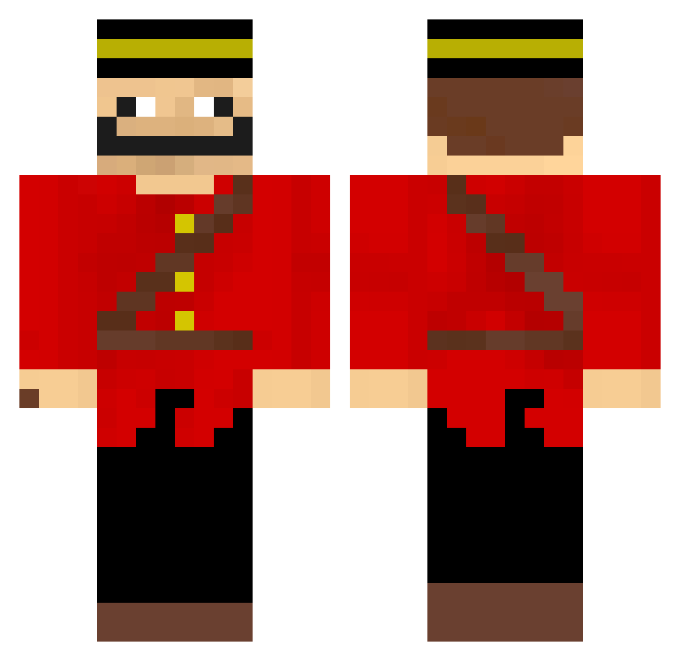 Twentyrocket Minecraft skin, front and back view