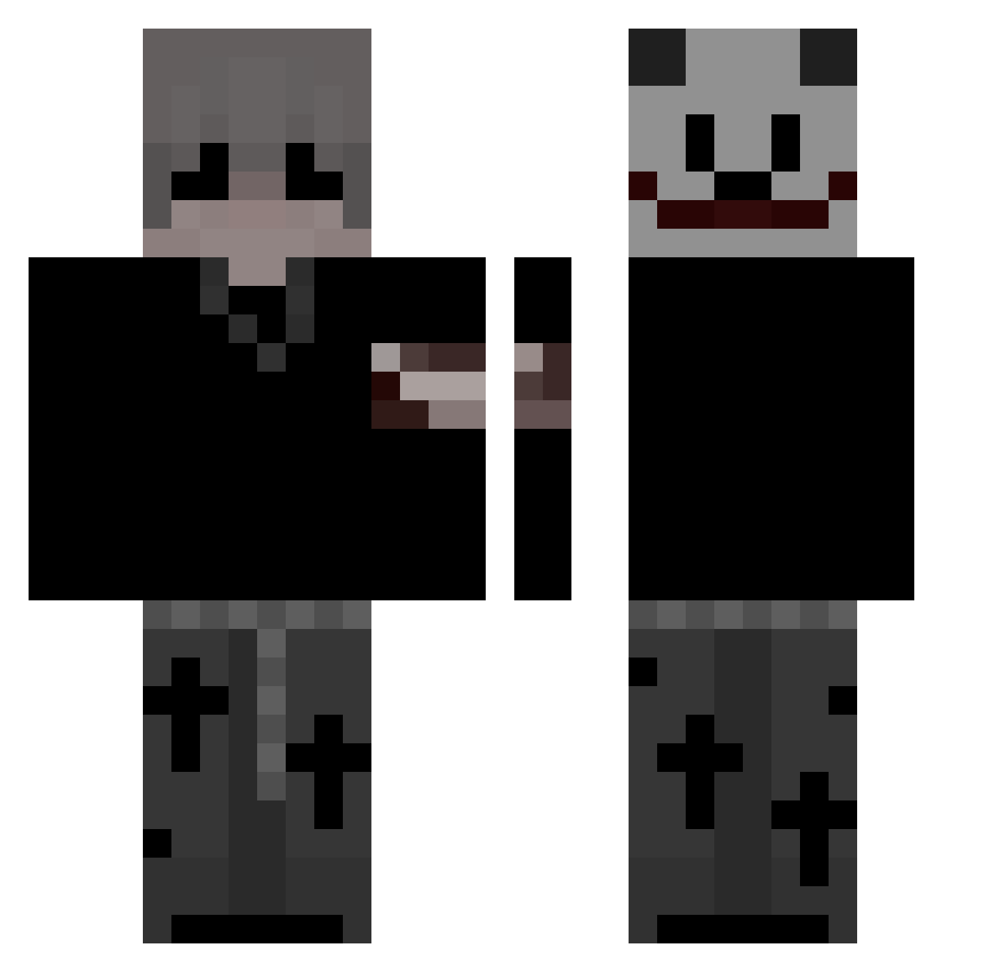_xevil Minecraft skin, front and back view
