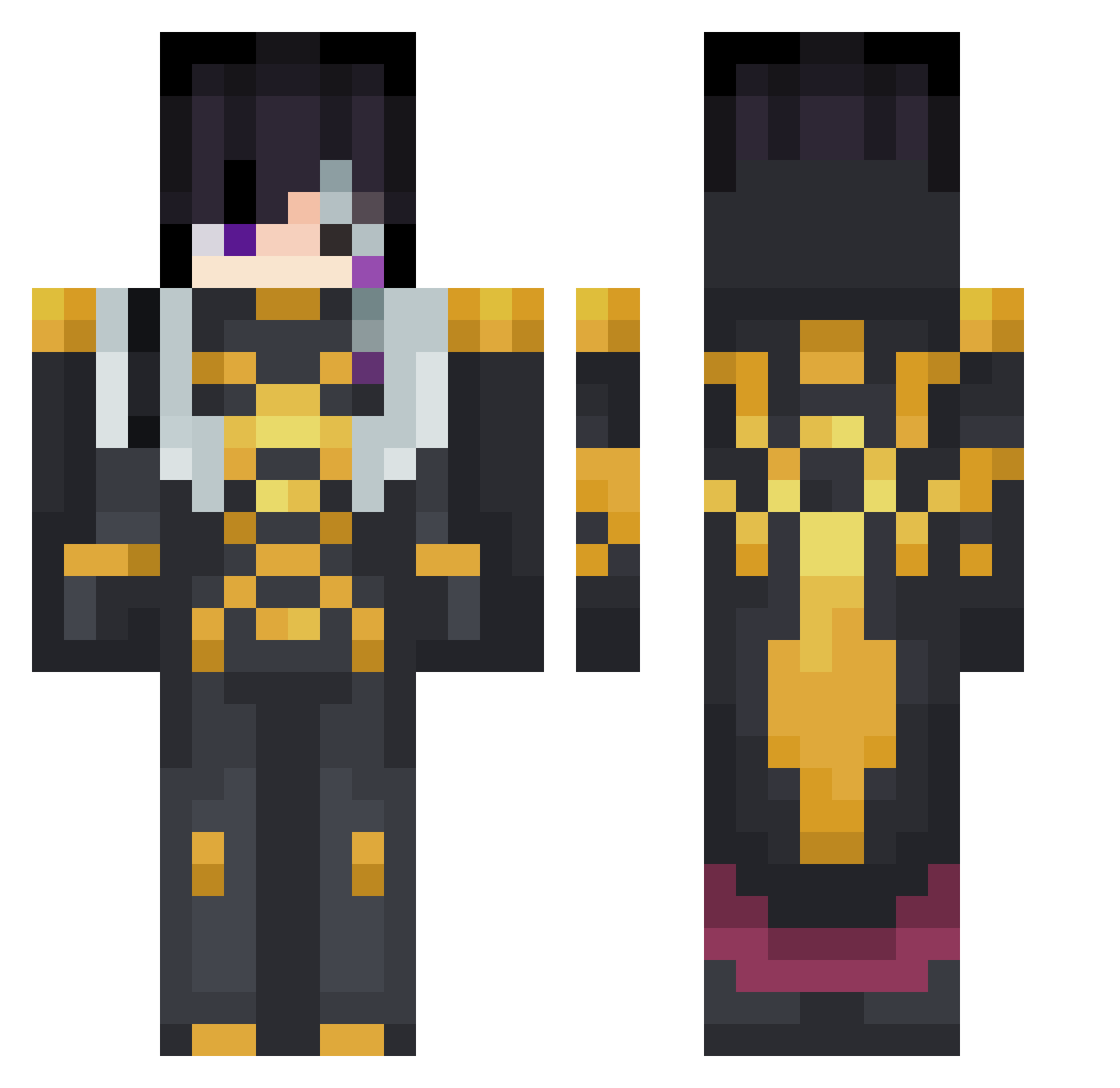 srpsnitchHd Minecraft skin, front and back view