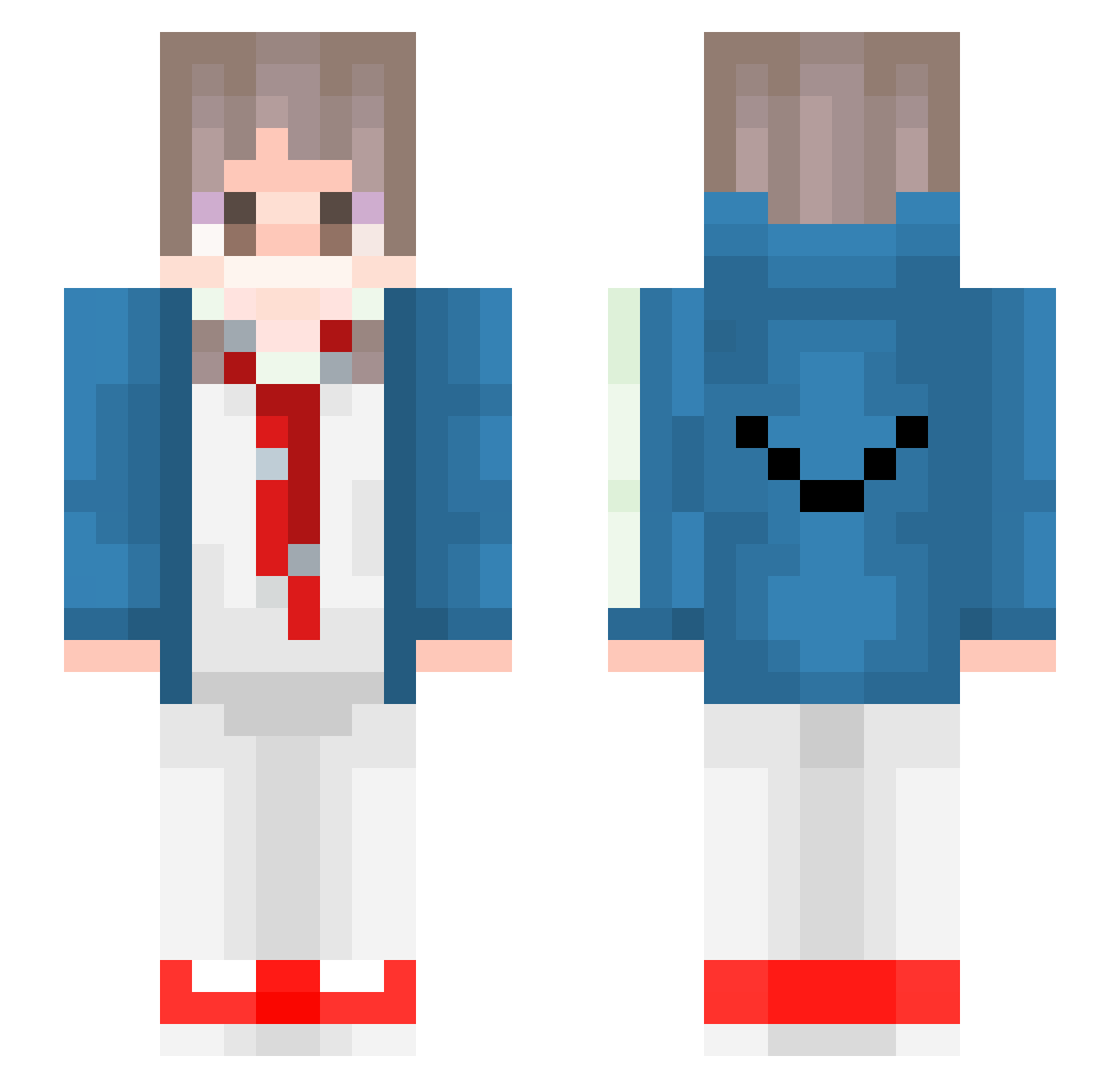 Monanatime Minecraft skin, front and back view