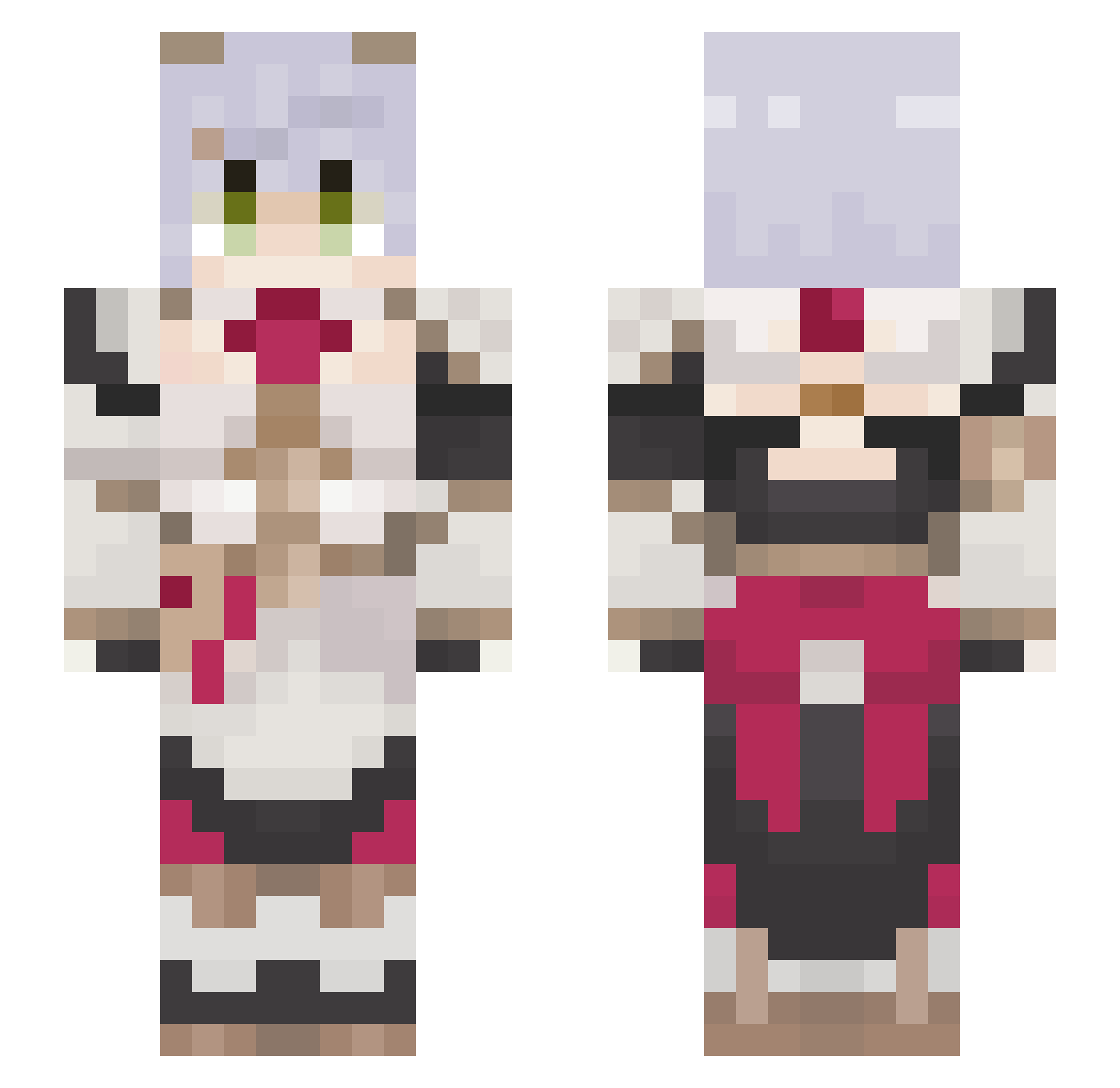 PrawnStarMeal Minecraft skin, front and back view