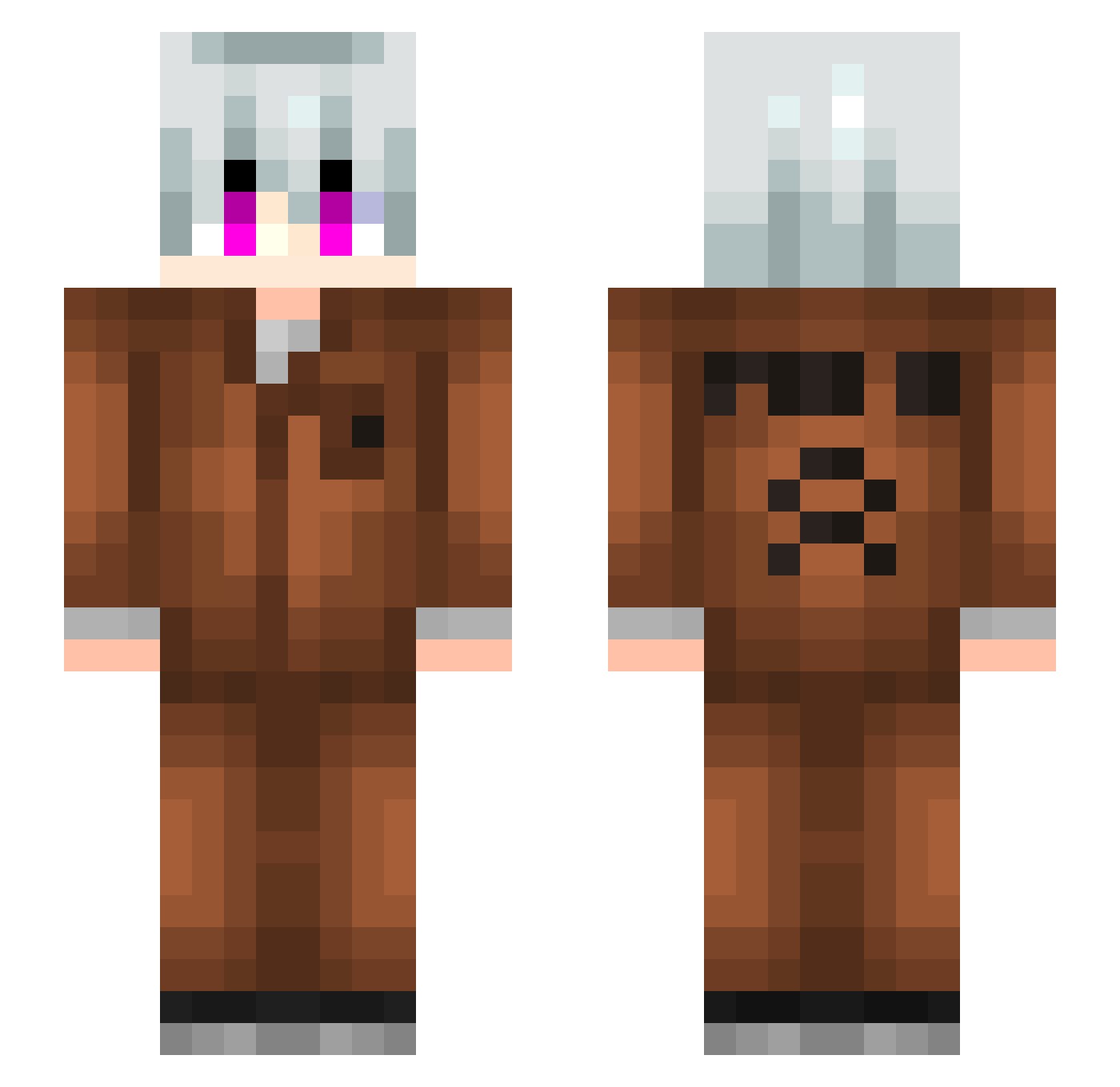 nathanaelasaurus Minecraft skin, front and back view