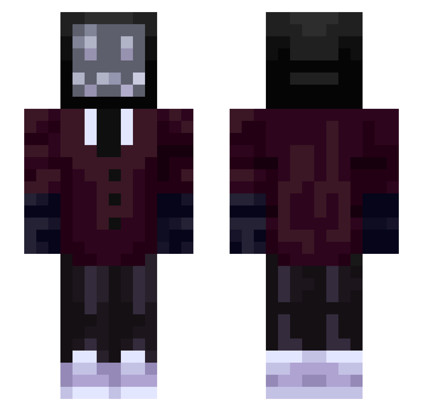justFlare Minecraft skin, front and back view