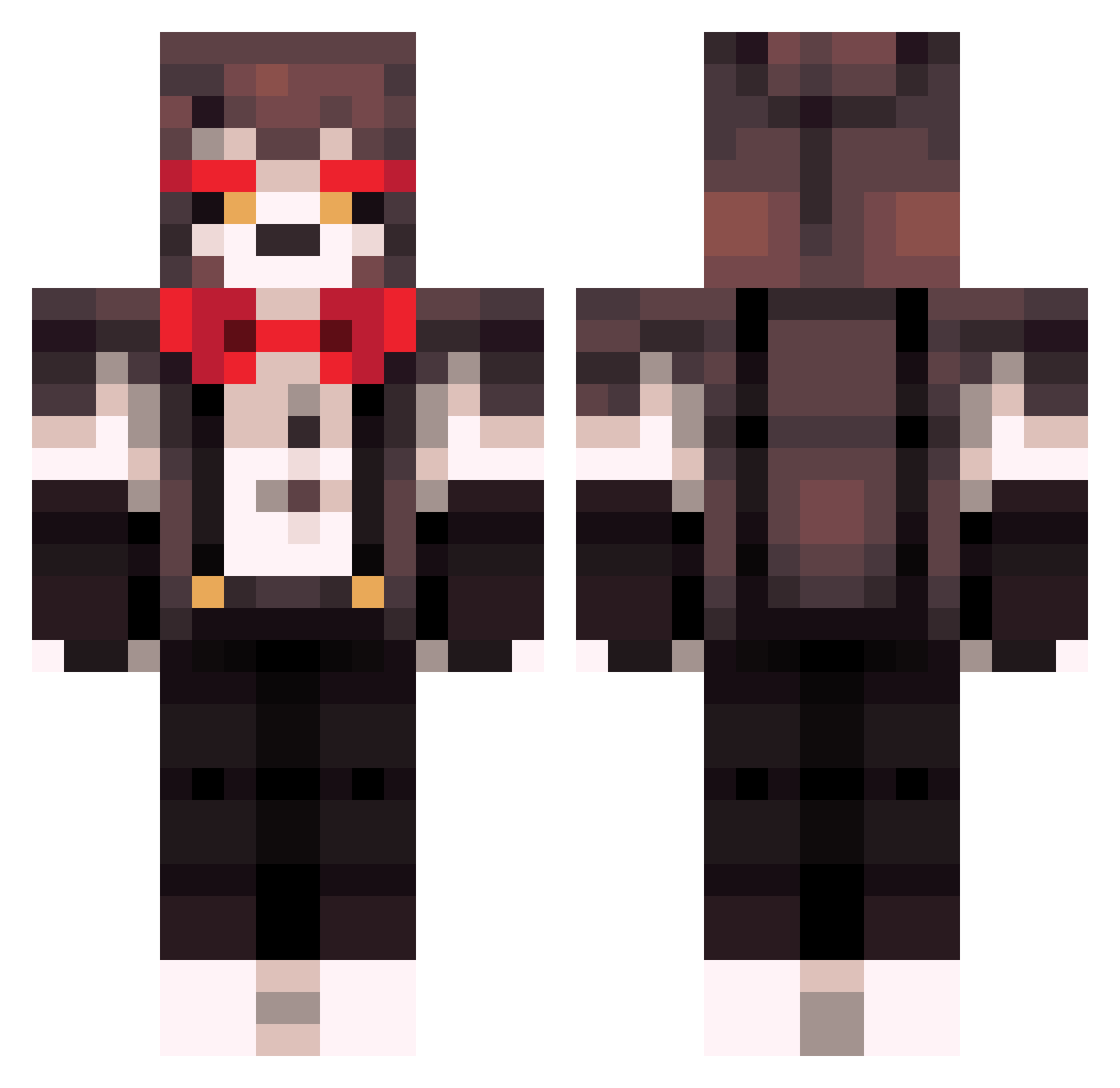 Shirox28 Minecraft skin, front and back view