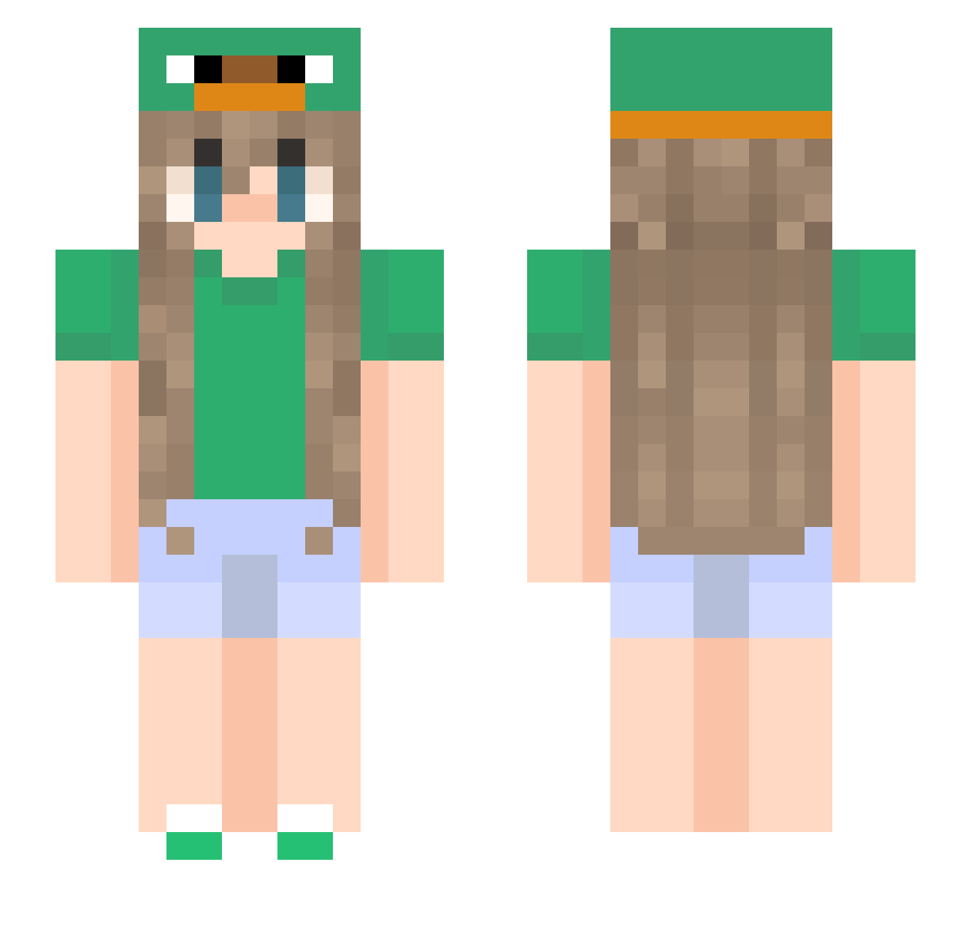 ItsFishermanMC Minecraft skin, front and back view