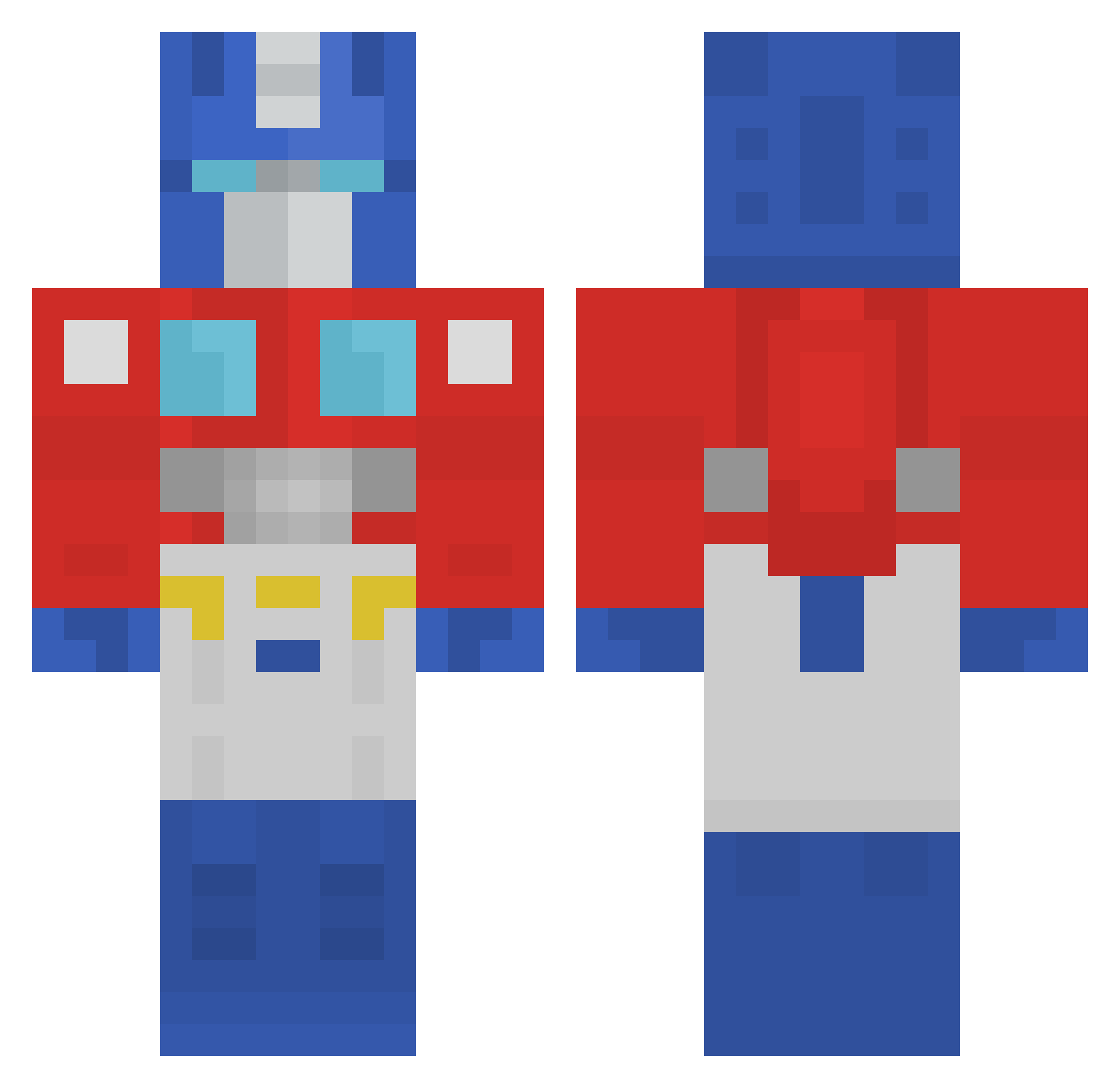 YellowTyxy Minecraft skin, front and back view