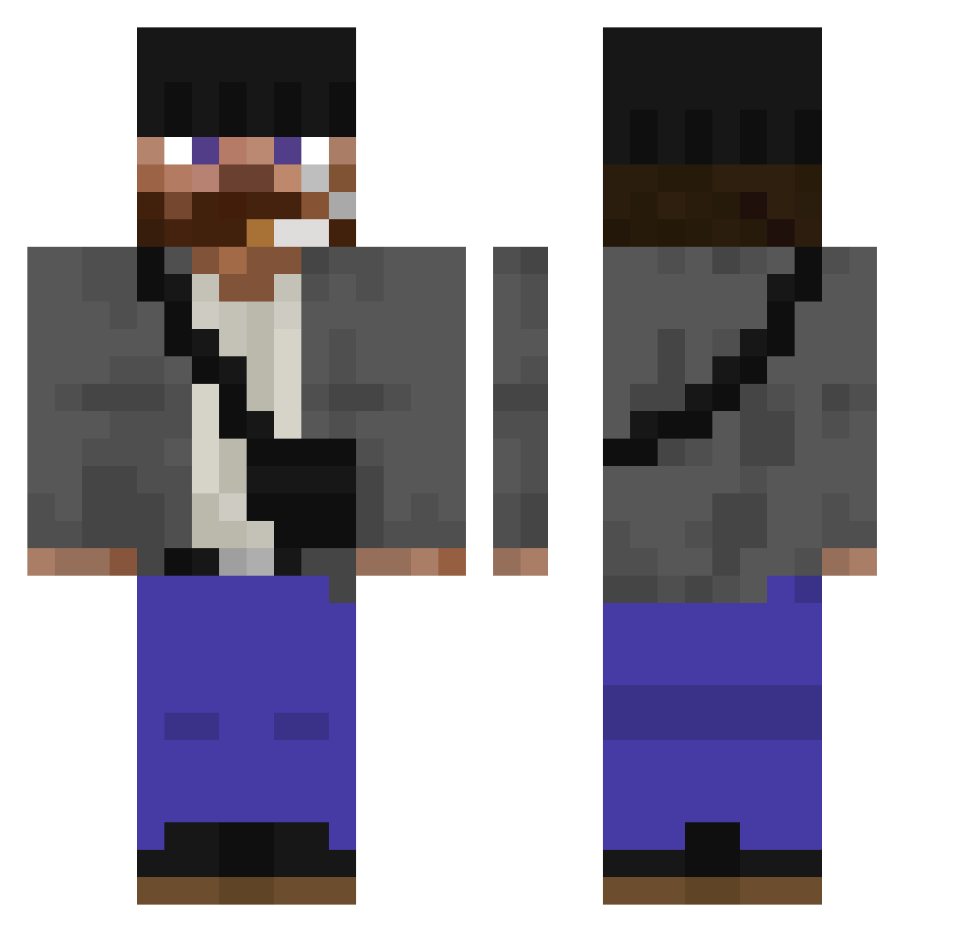 PlantyXKilroy Minecraft skin, front and back view