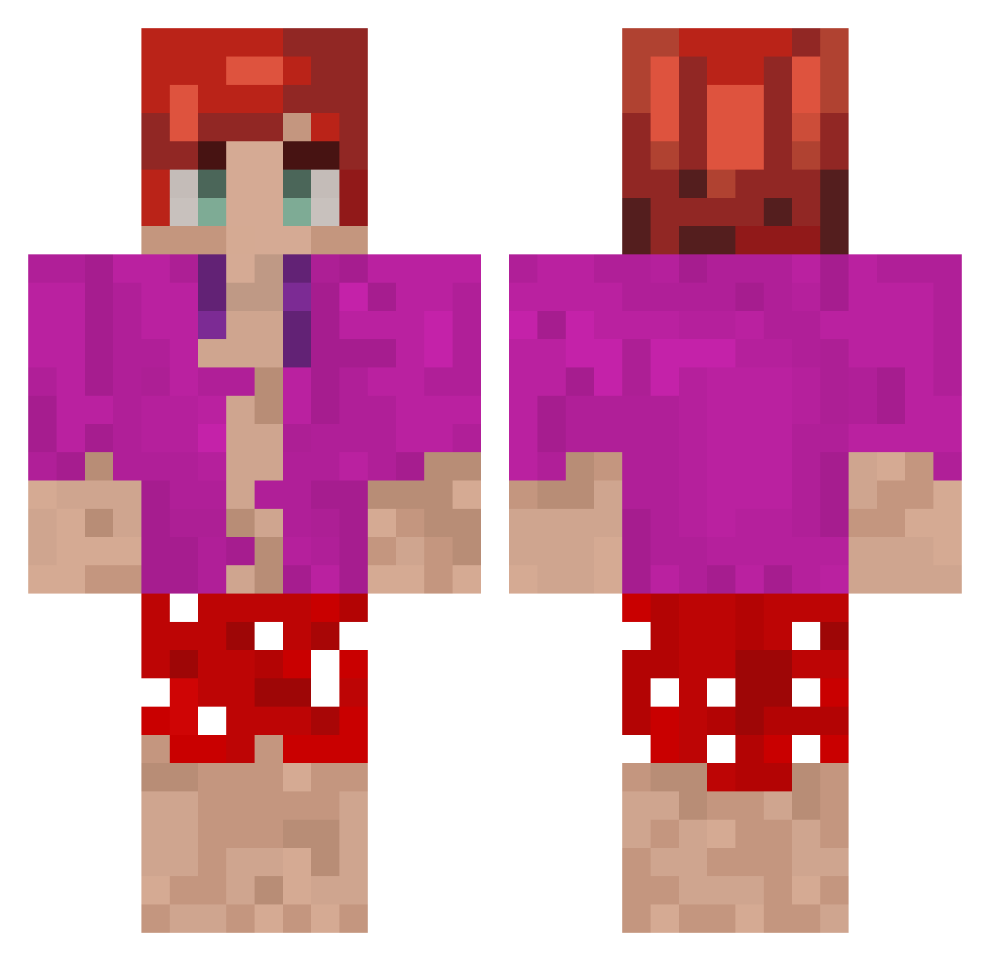 Whiskygurgler69 Minecraft skin, front and back view