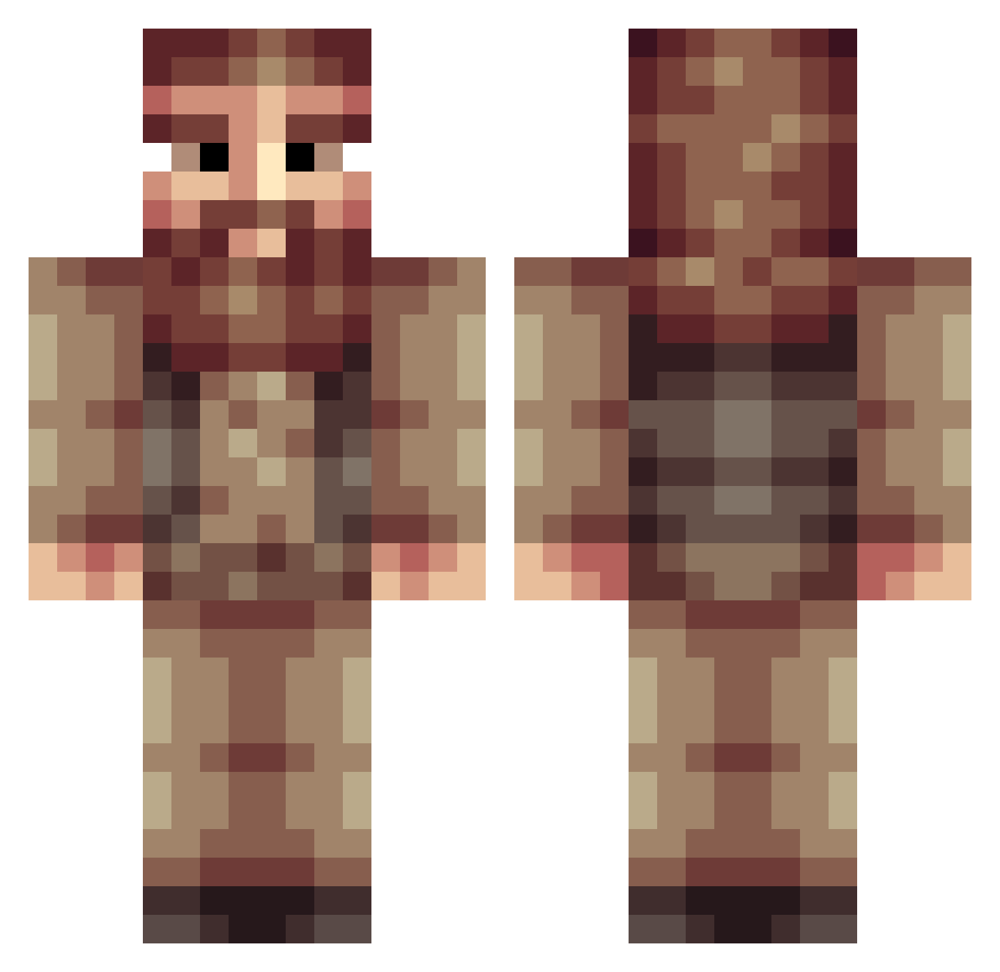 jorgera Minecraft skin, front and back view