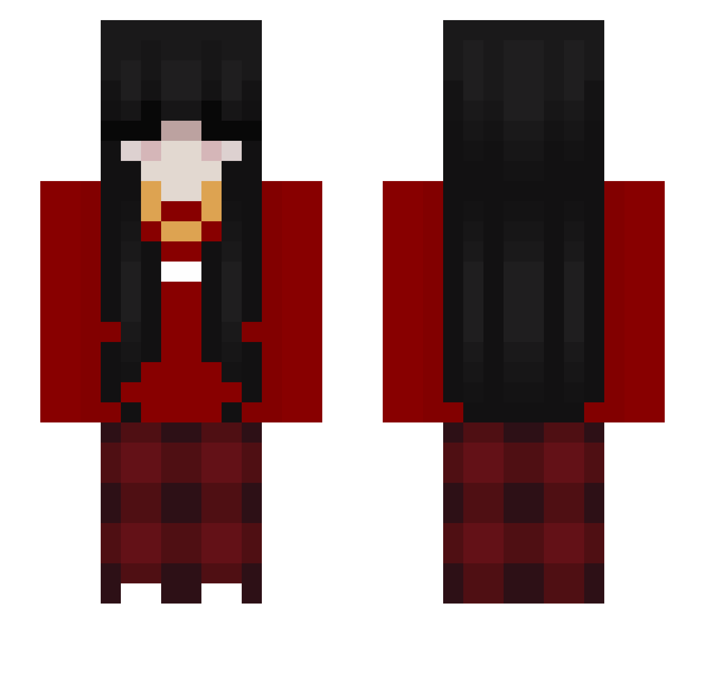 Radiazione Minecraft skin, front and back view