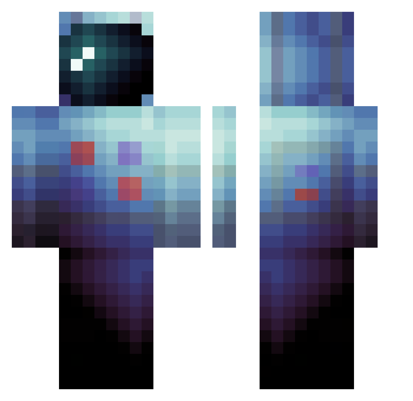DJJam20 Minecraft skin, front and back view