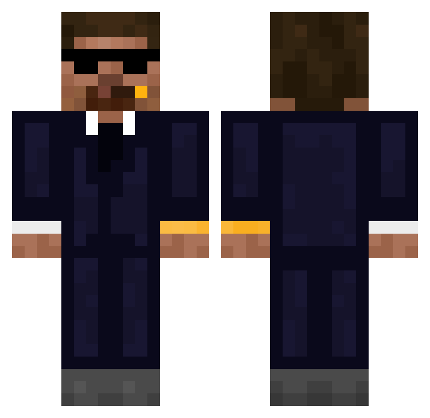KieRock13 Minecraft skin, front and back view