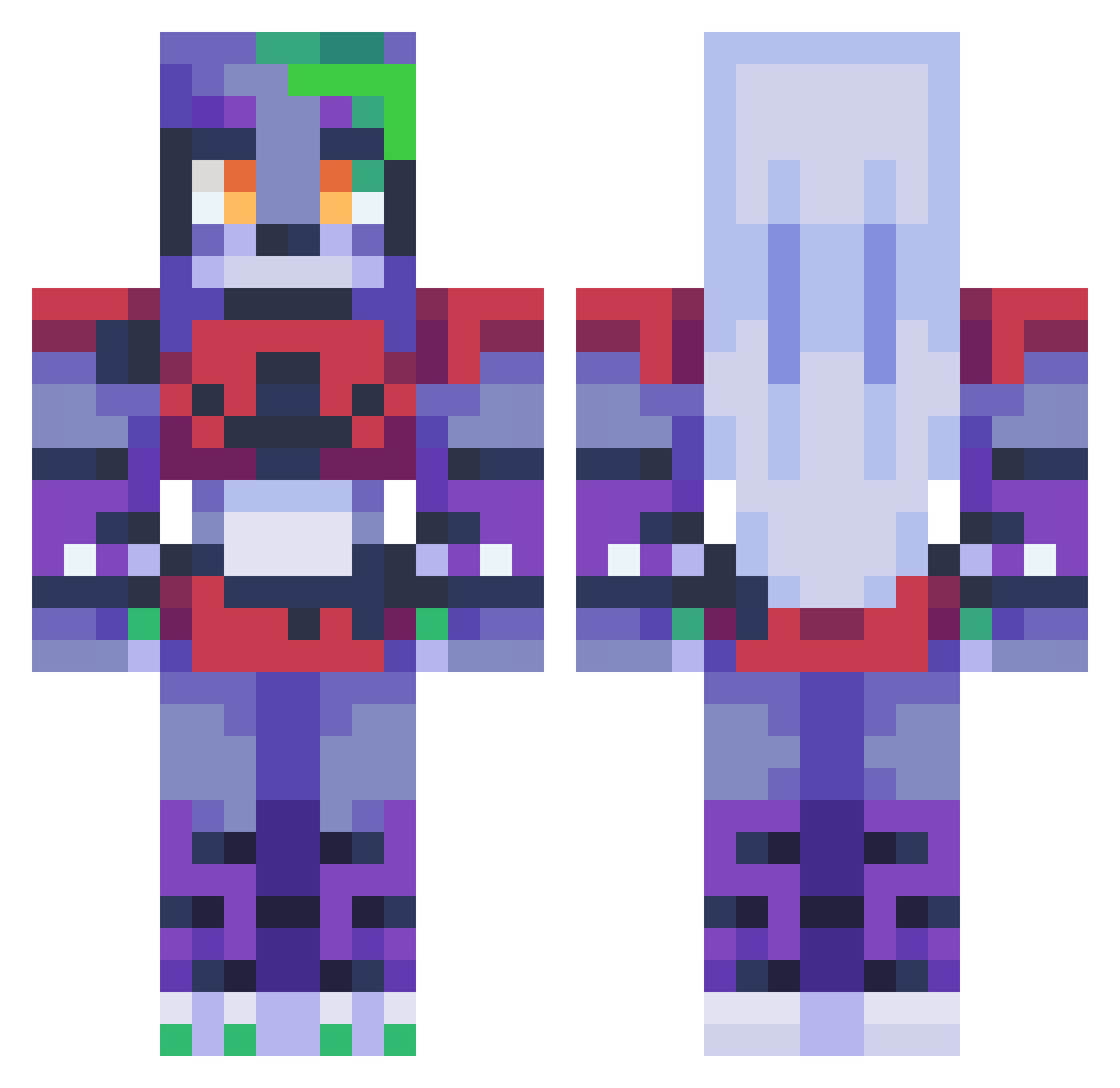 HaleyIsAnEgg Minecraft skin, front and back view
