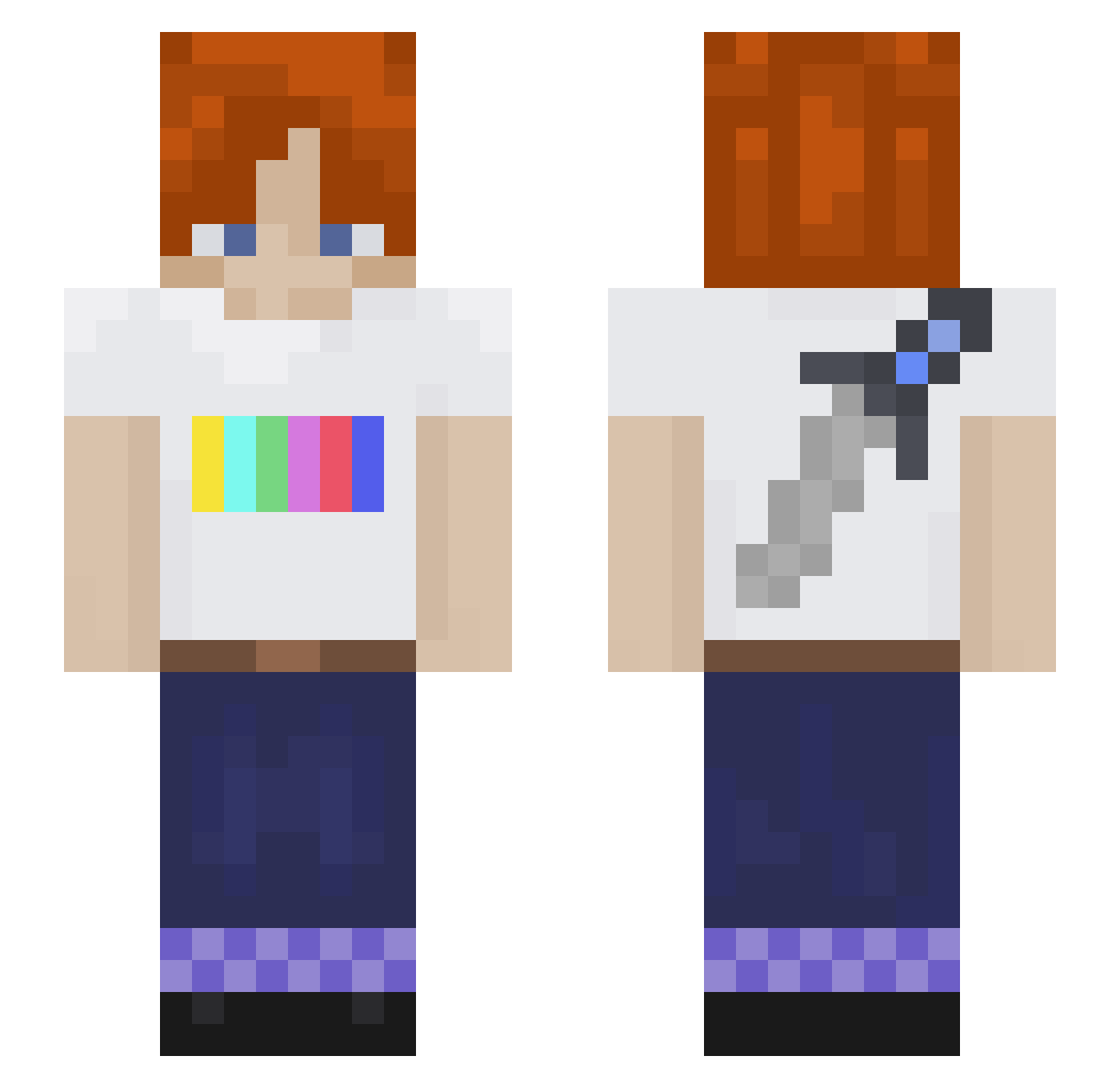 deadlyderfster Minecraft skin, front and back view