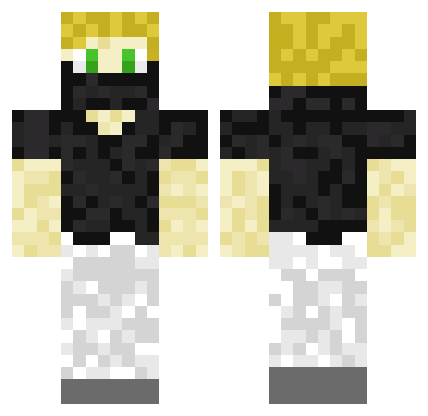 Silave Minecraft skin, front and back view