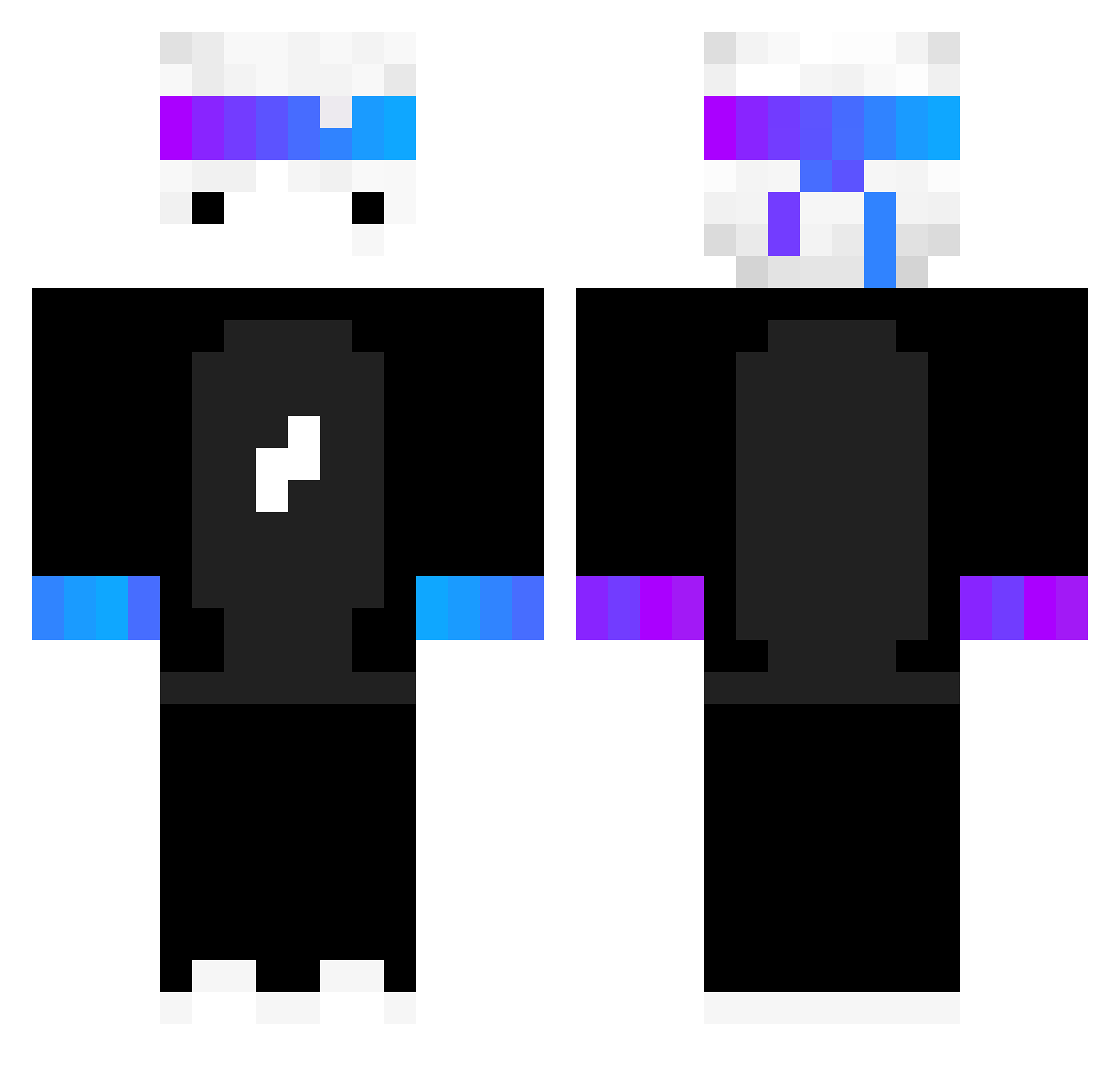 xGZFx Minecraft skin, front and back view