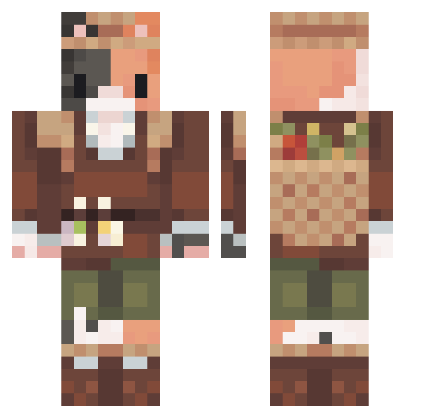 Peteinap Minecraft skin, front and back view