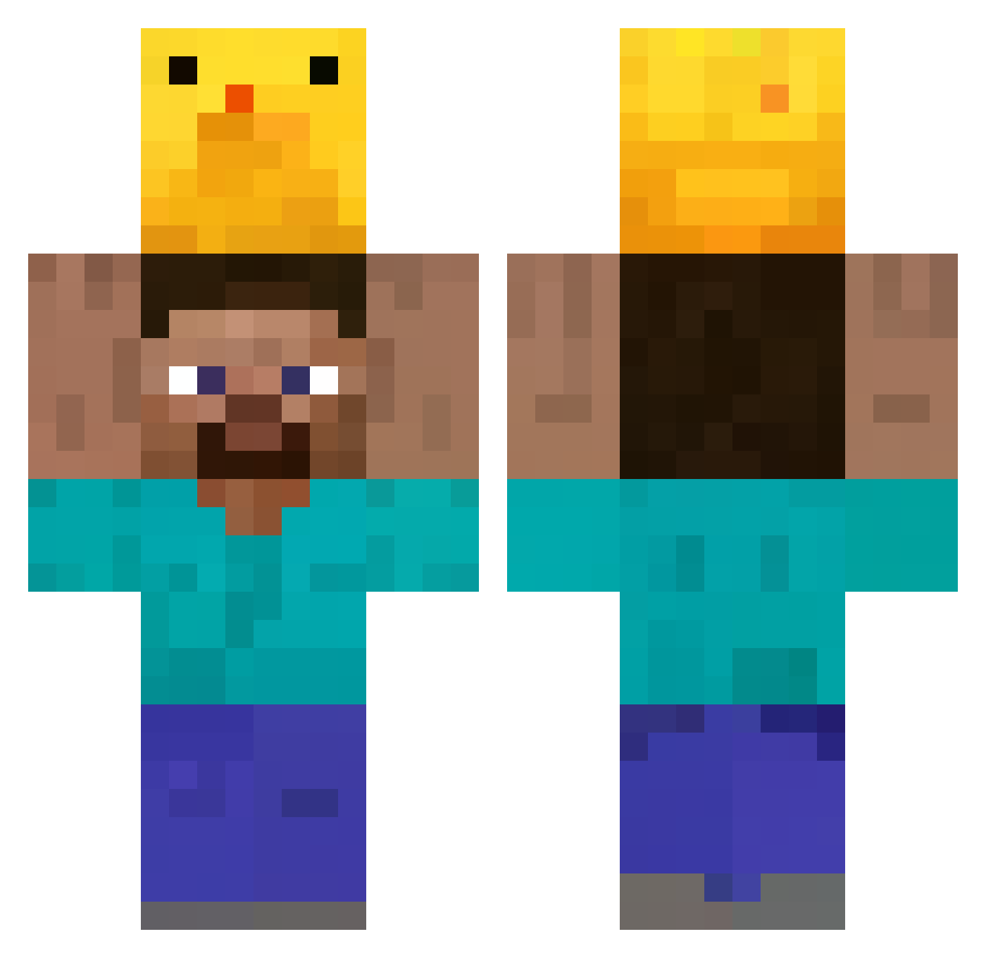 SnaakeMC Minecraft skin, front and back view