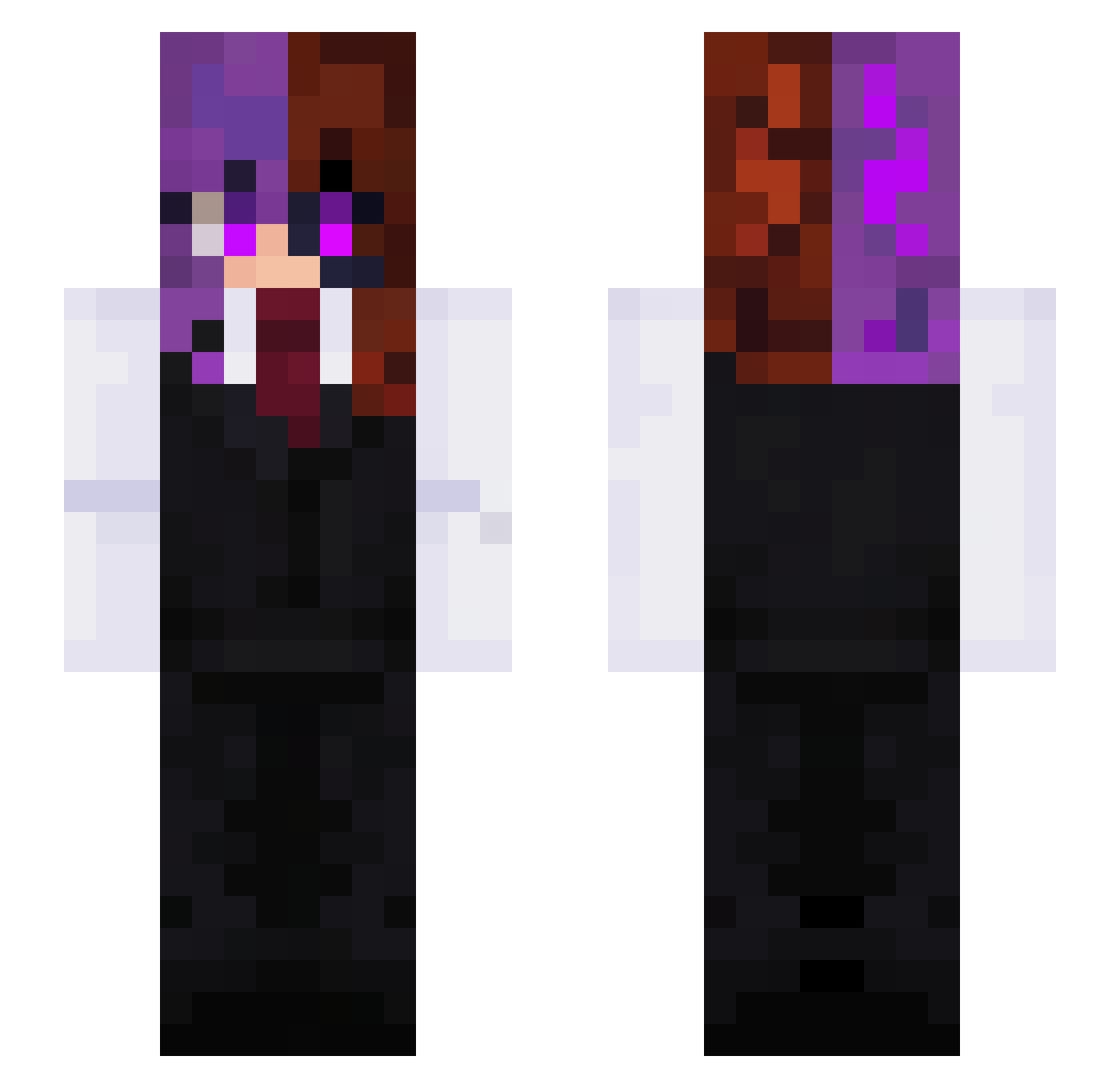 MuraV Minecraft skin, front and back view