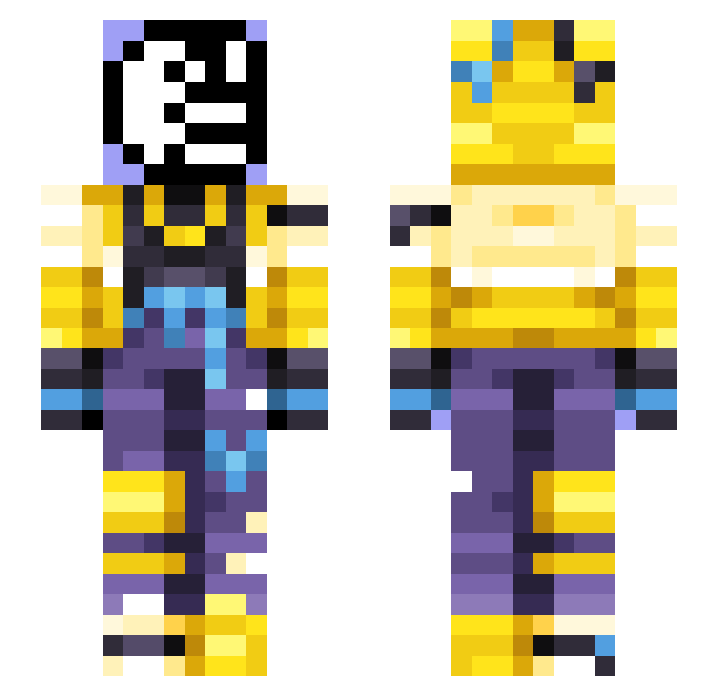 mistspire Minecraft skin, front and back view