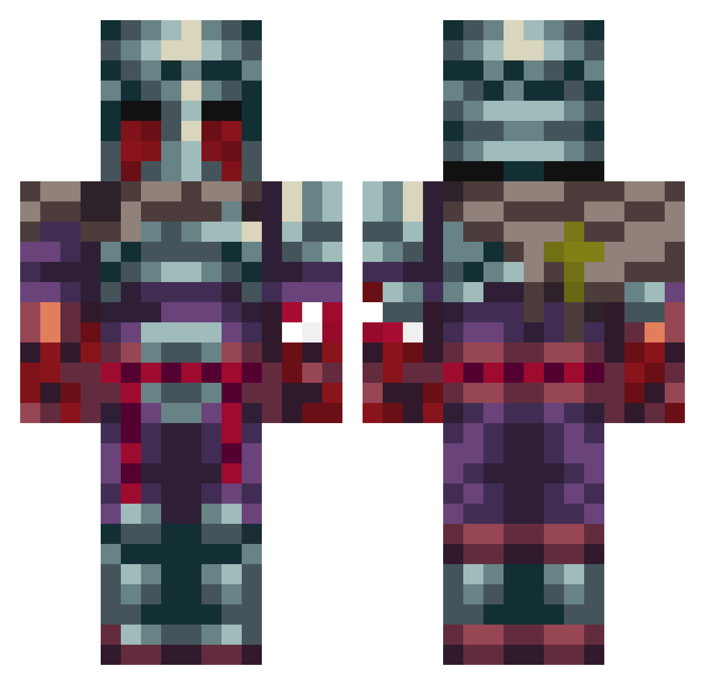 Randomness69 Minecraft skin, front and back view