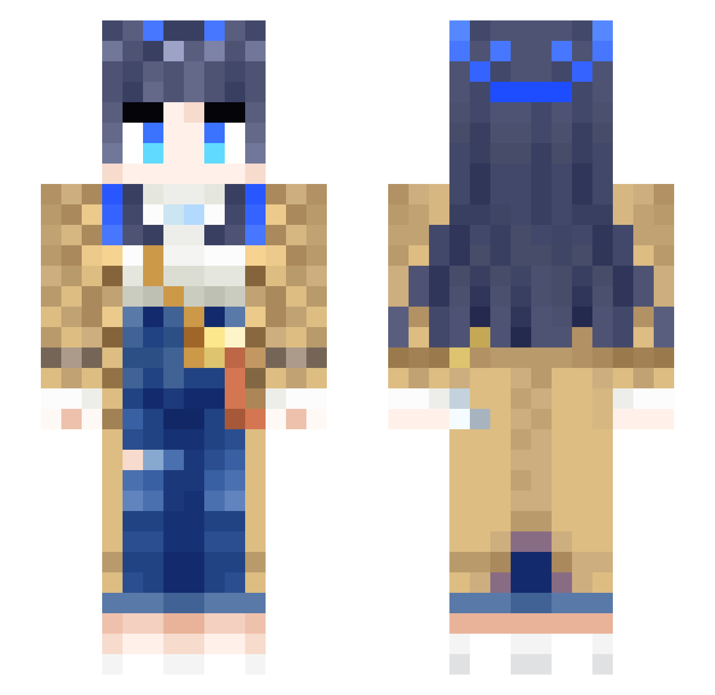 PeanutDebuff Minecraft skin, front and back view