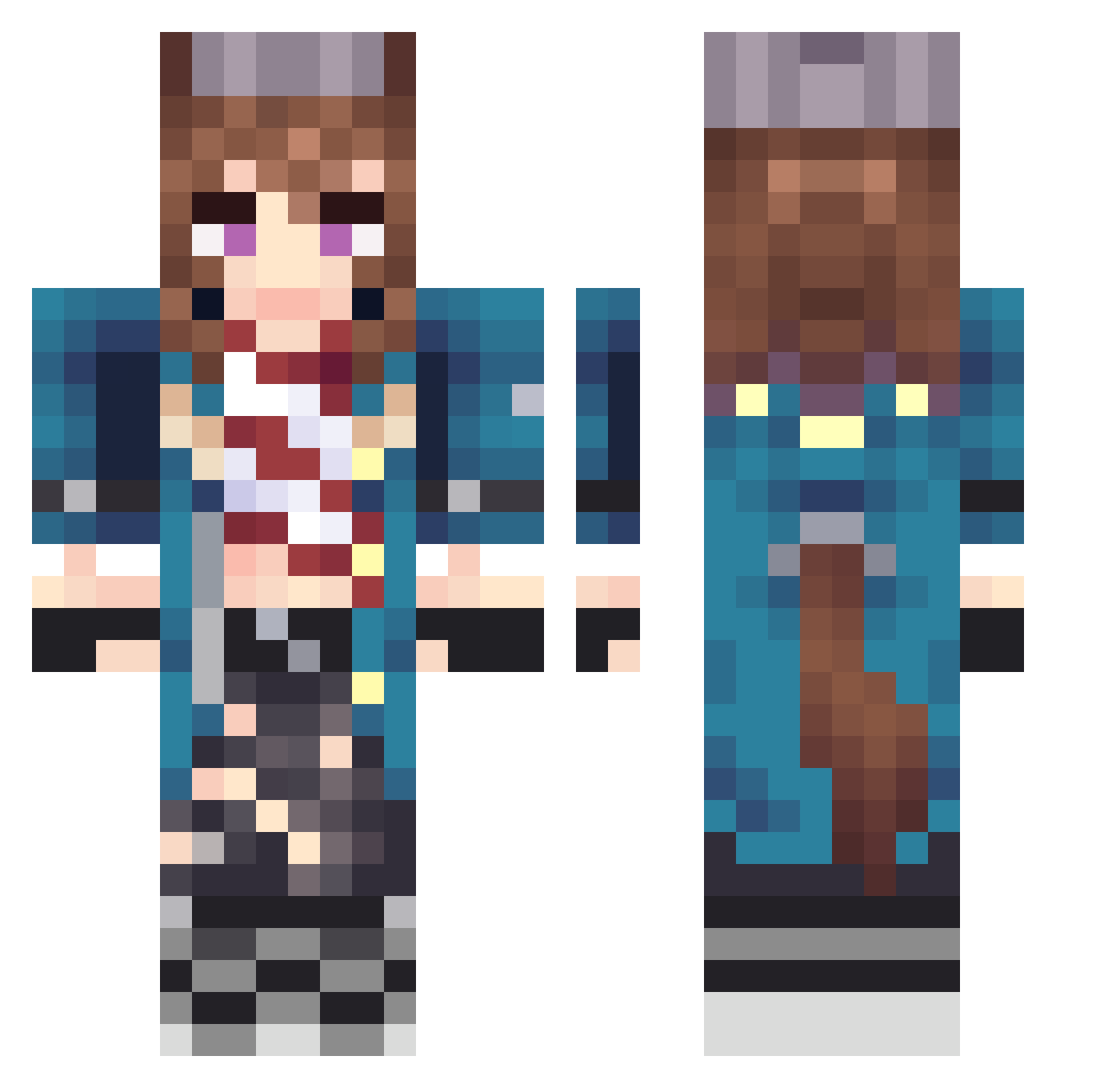 sevenaeon Minecraft skin, front and back view