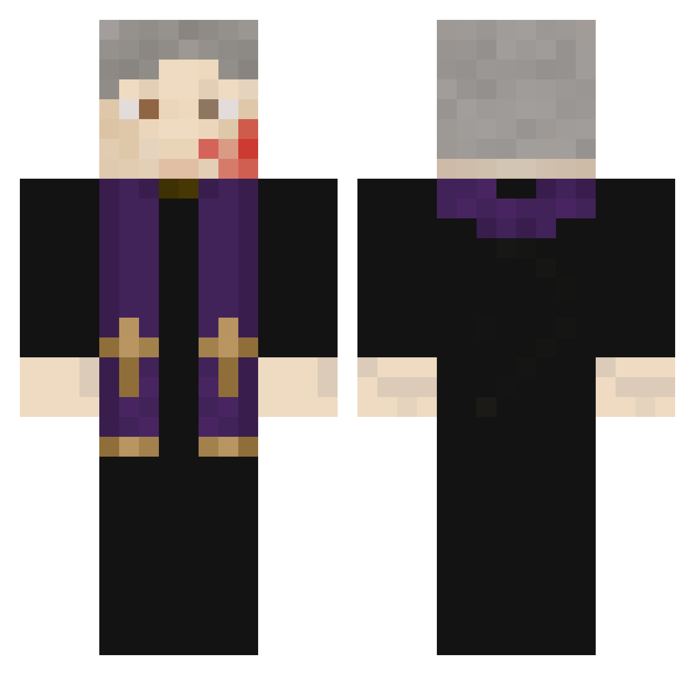mj_vean Minecraft skin, front and back view