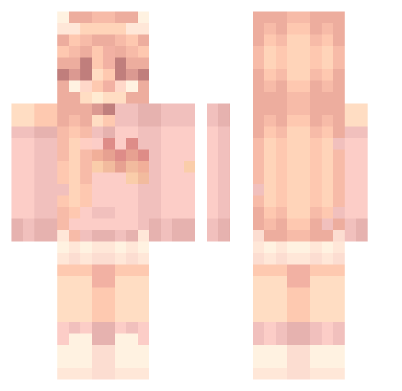 TooHotToHandle Minecraft skin, front and back view