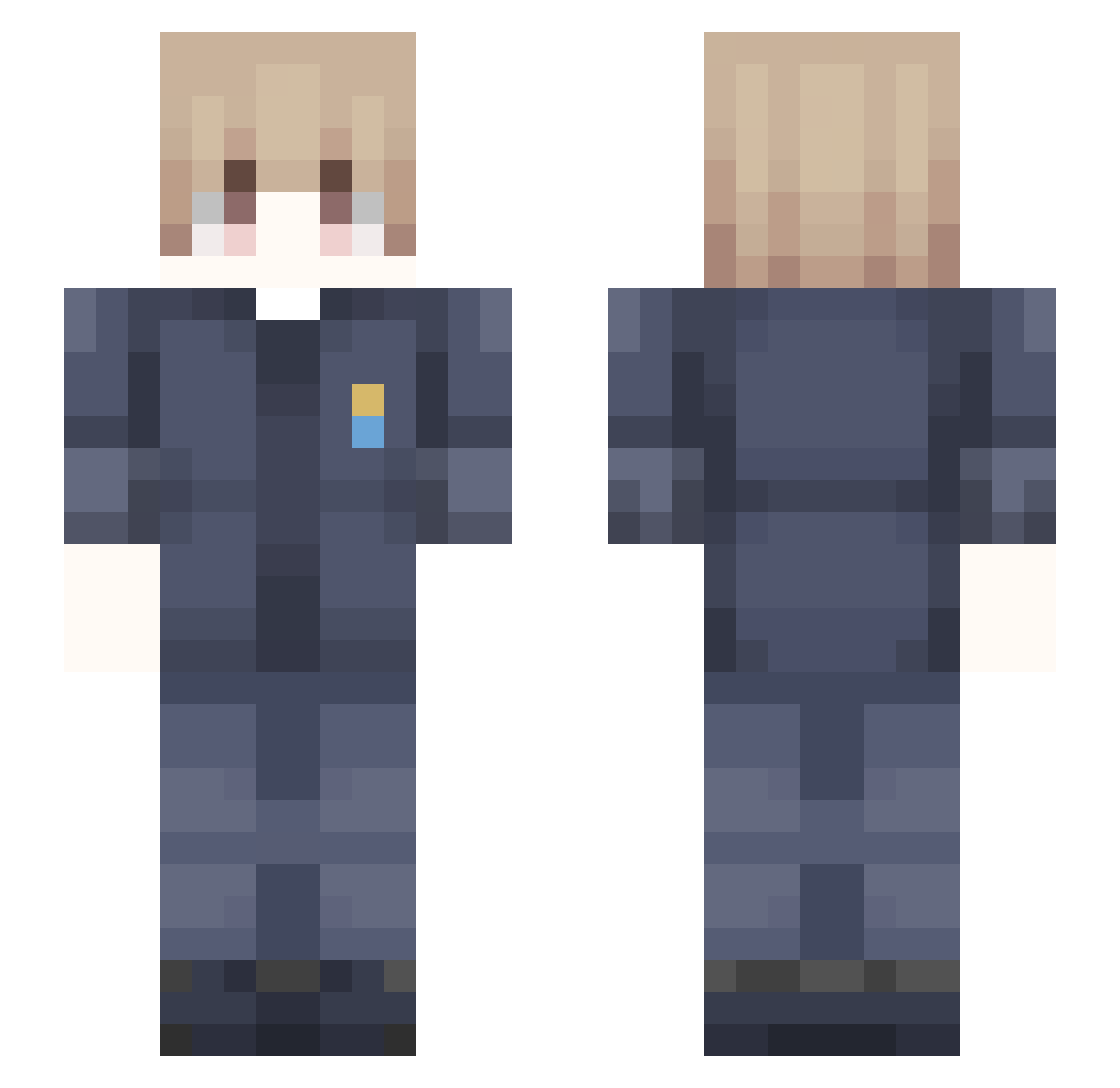 Lunavvell Minecraft skin, front and back view