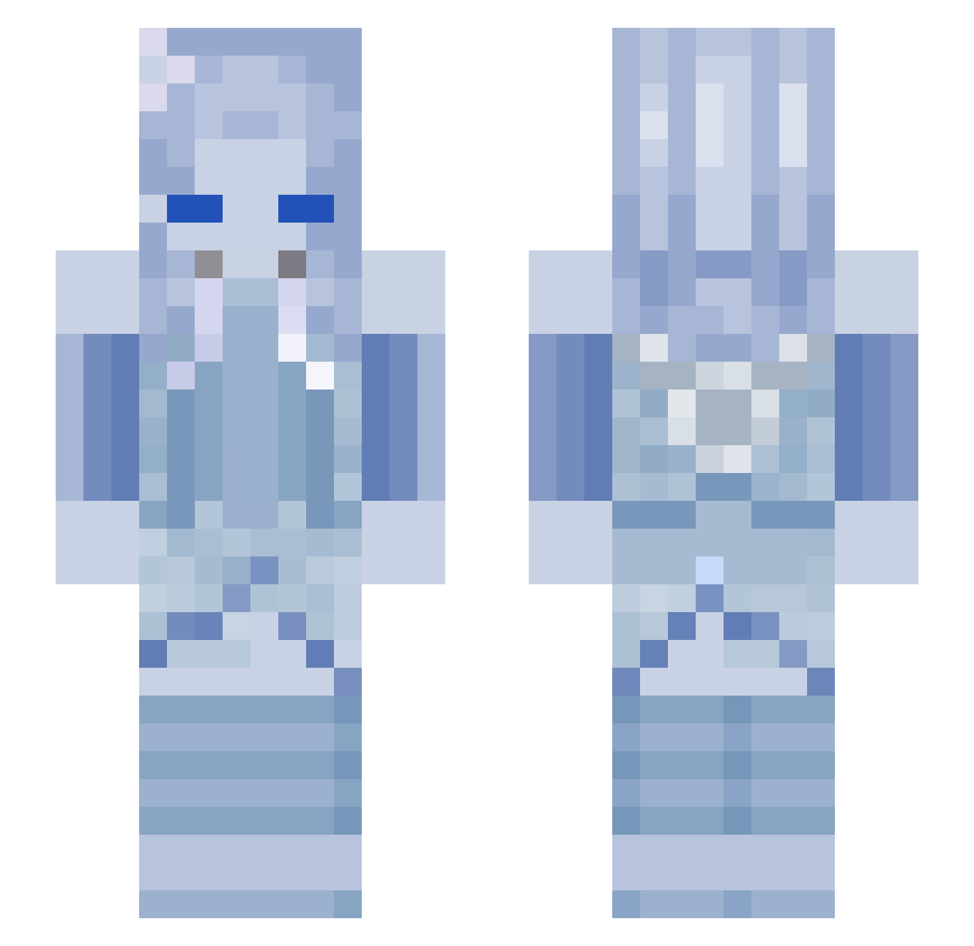 Rougerai Minecraft skin, front and back view