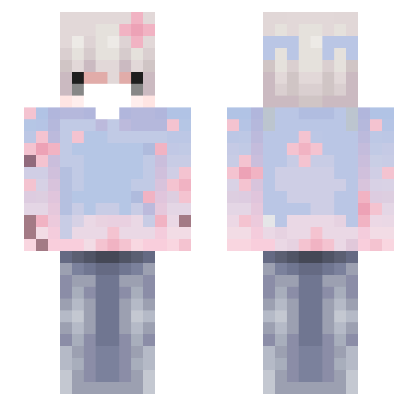MiixZuu Minecraft skin, front and back view