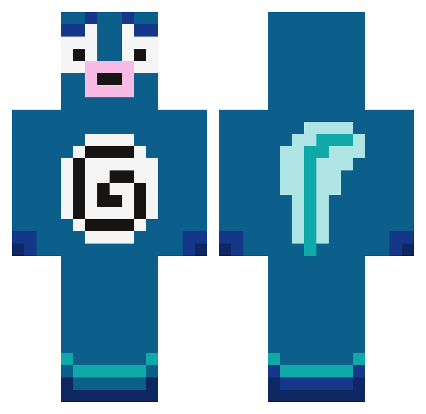 Conkynchino Minecraft skin, front and back view