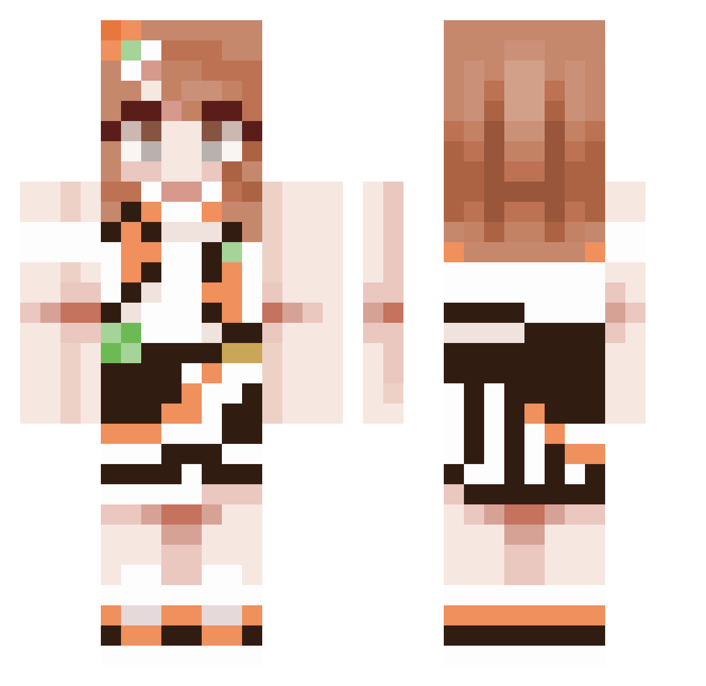 Lavatree99 Minecraft skin, front and back view