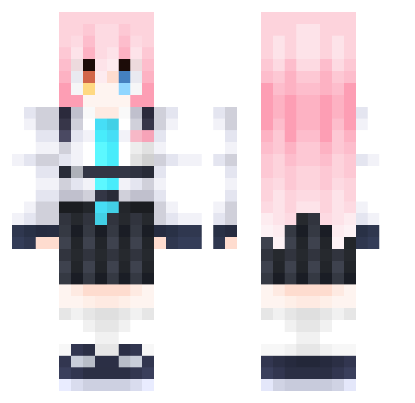 Kagu_iroP_Yaccho Minecraft skin, front and back view